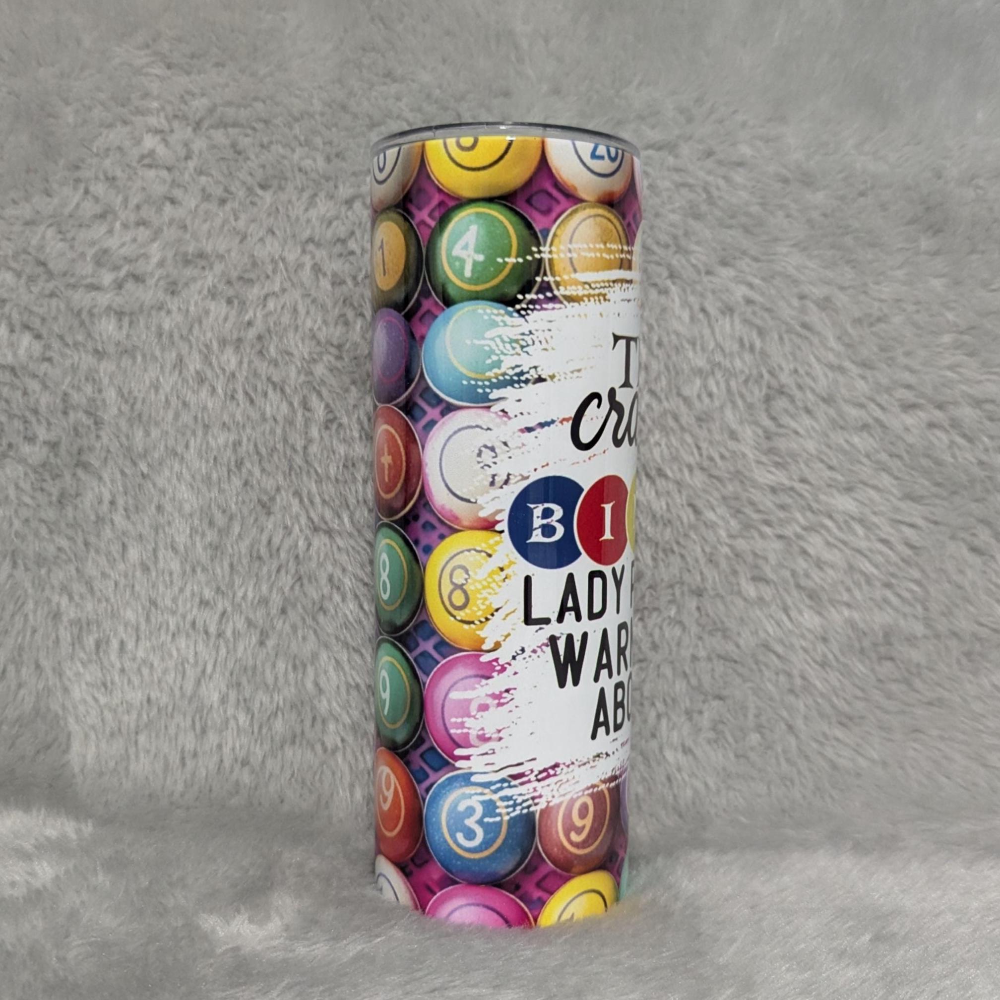 Crazy Bingo Lady Tumbler 20oz With Reusable Straw