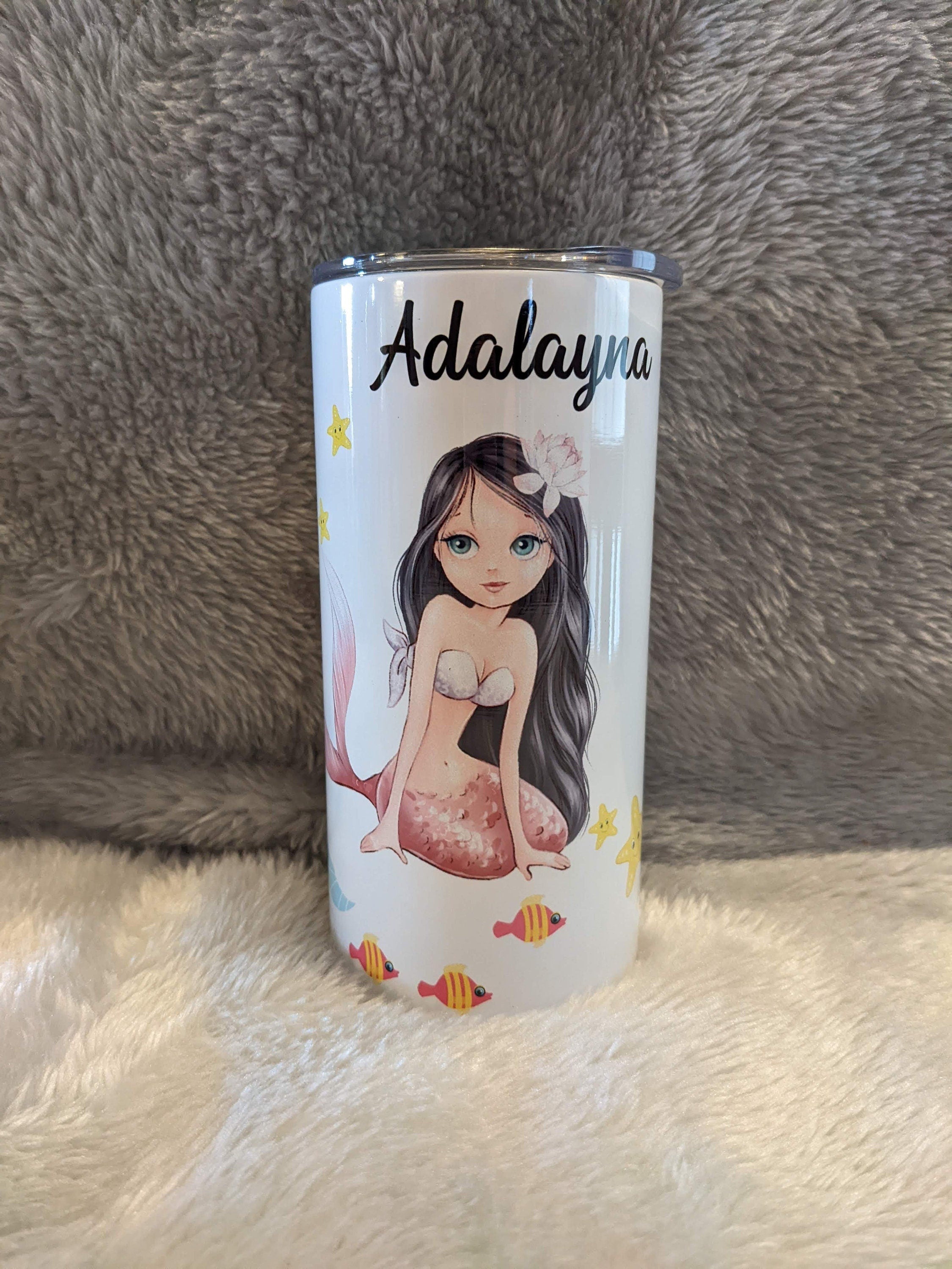 Kids Mermaid Tumbler 15oz With Reusable Straw, Can Be Personalized