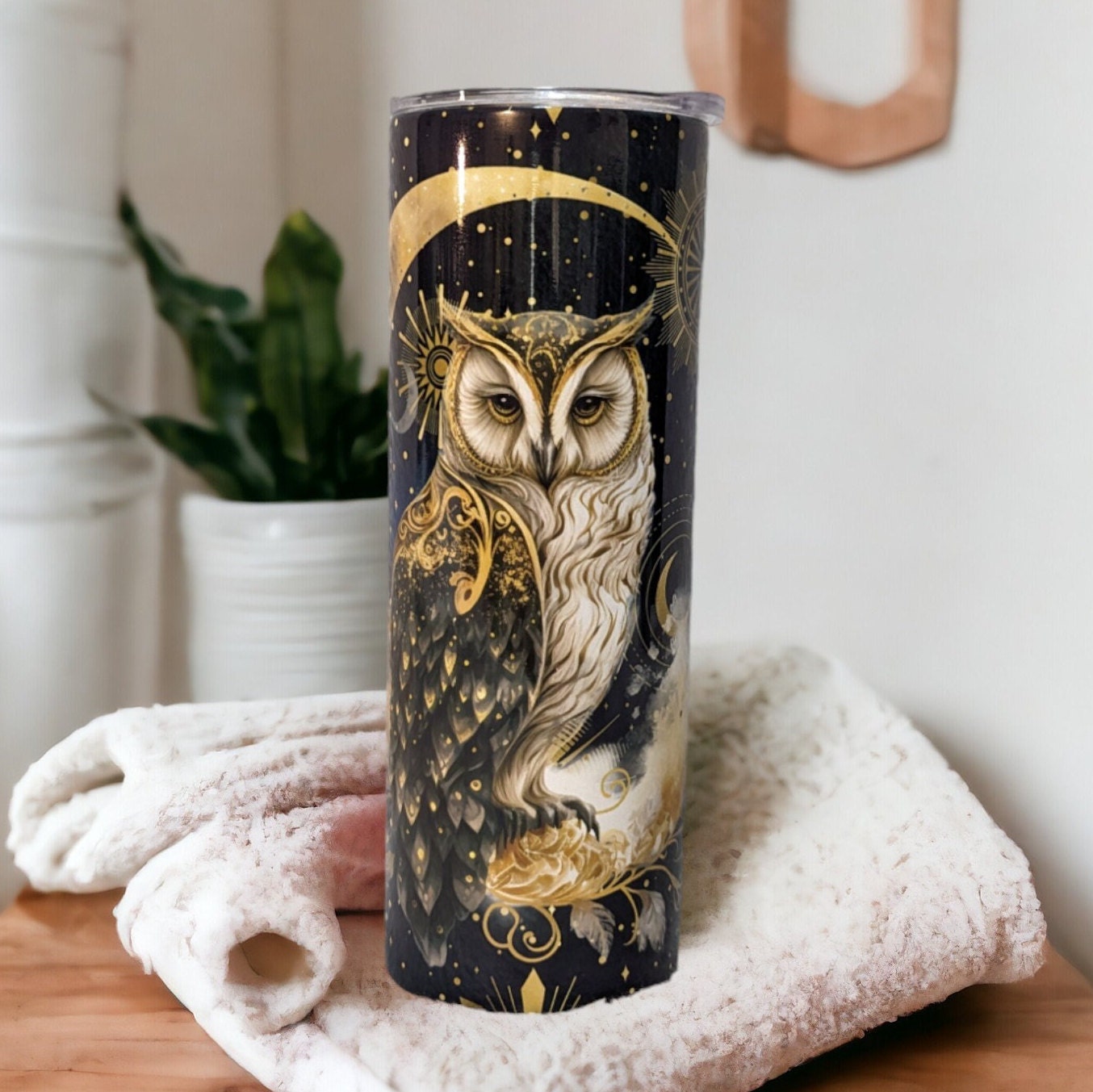 Owl Tumbler 20oz With Reusable Straw, Can Be Personalized