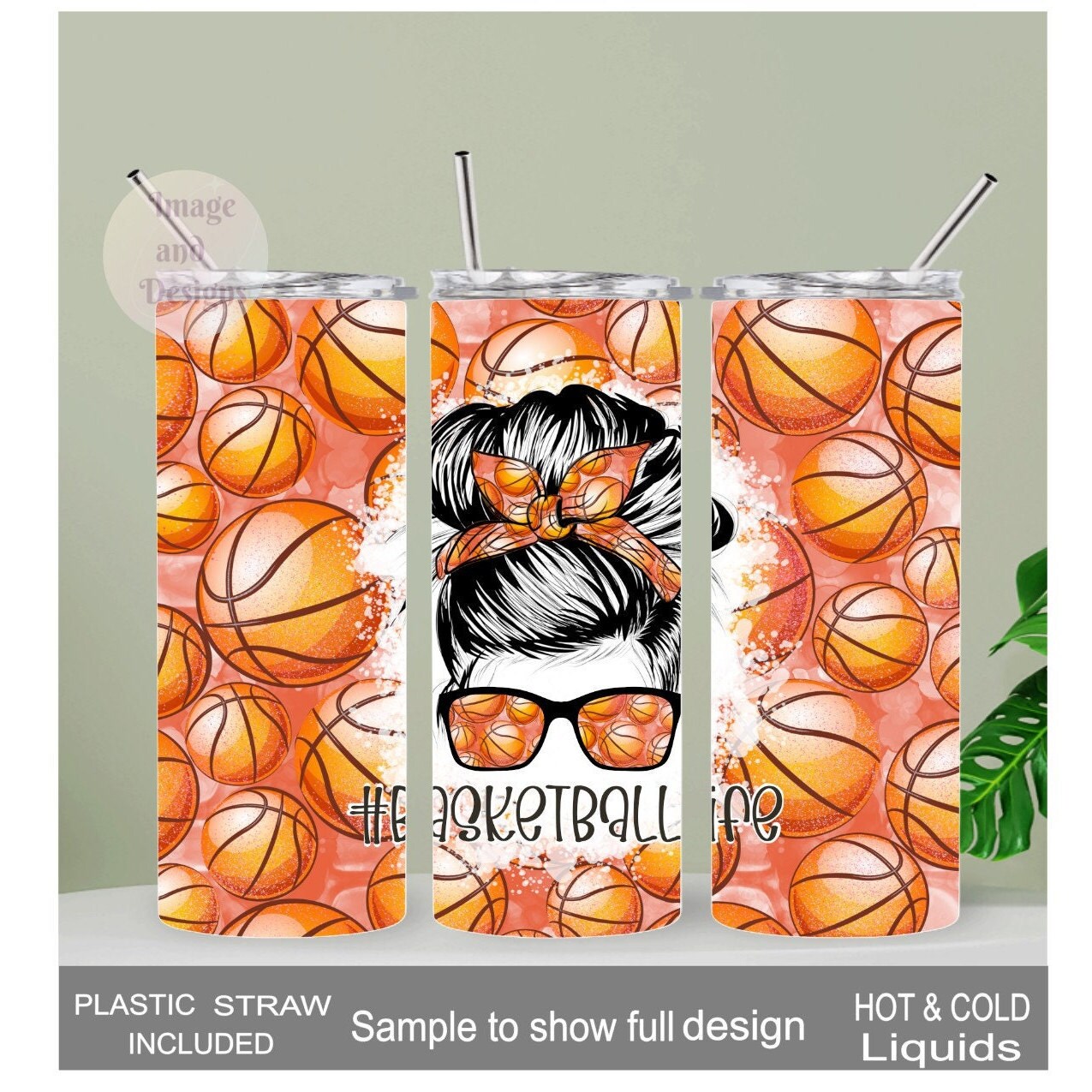 Basketball Mom Tumbler 20oz With Reusable Straw, Can Be Personalized