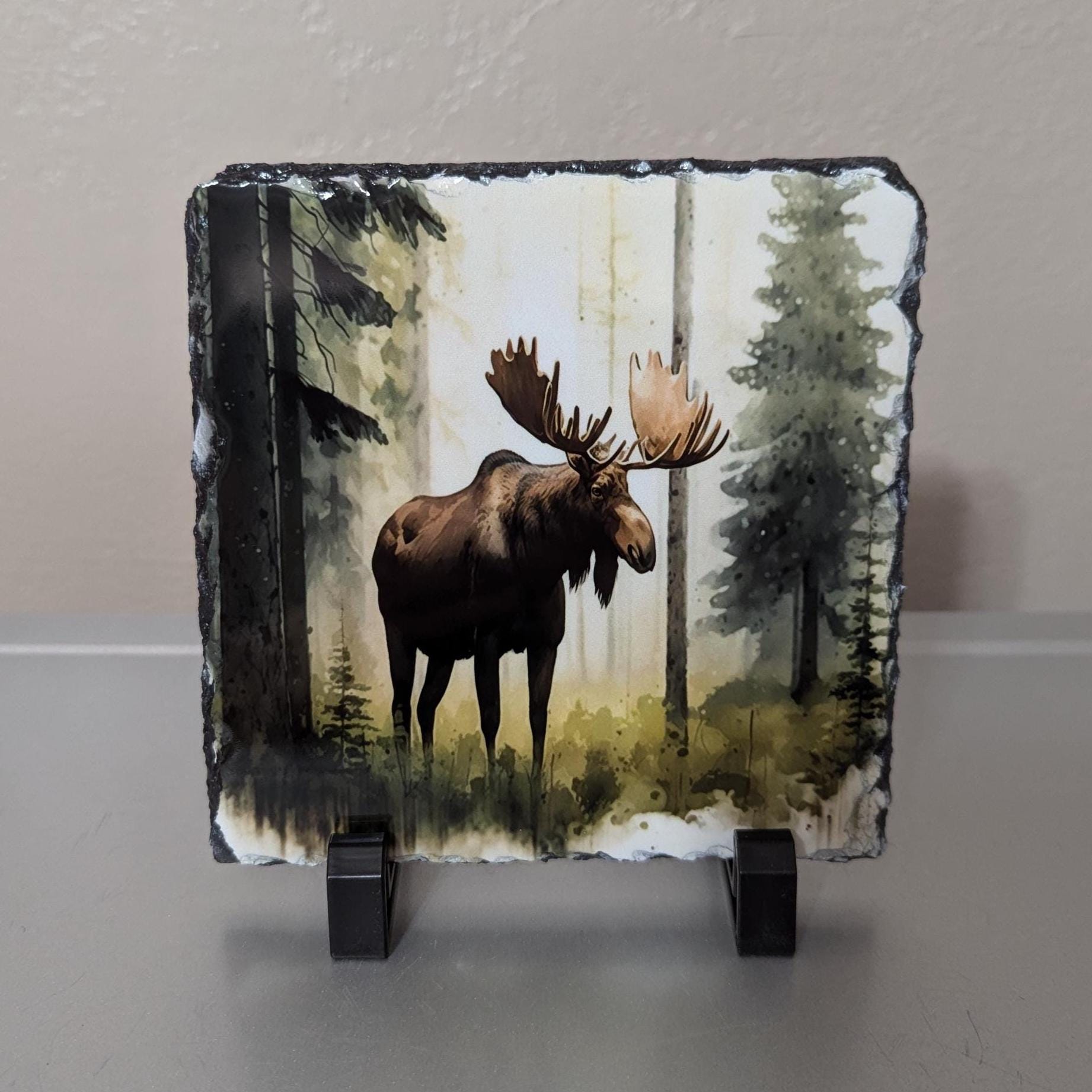 Slate Moose Picture With Display Legs
