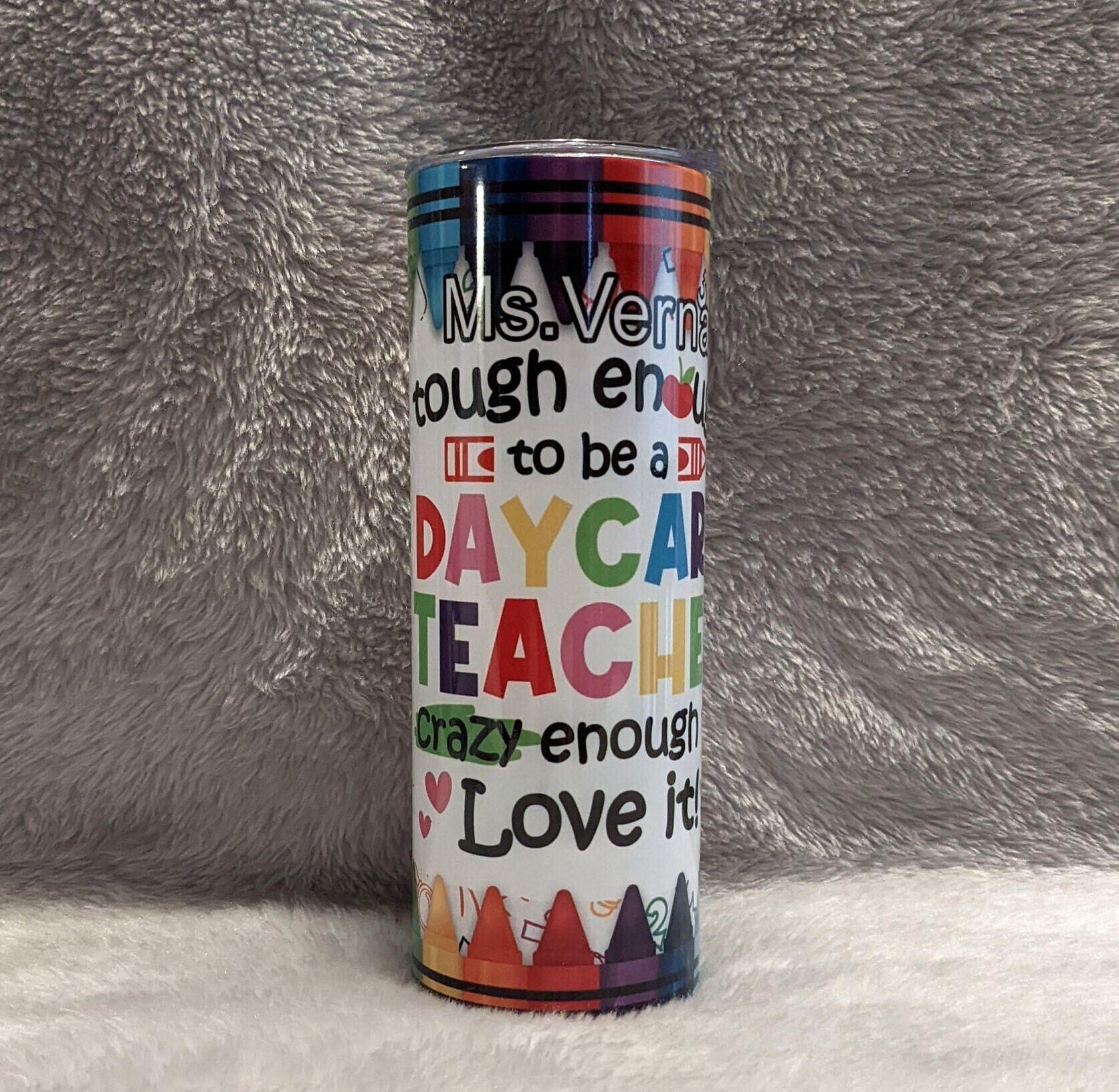 Daycare Teacher Tumbler 20oz With Reusable Straw, Can Be Personalized