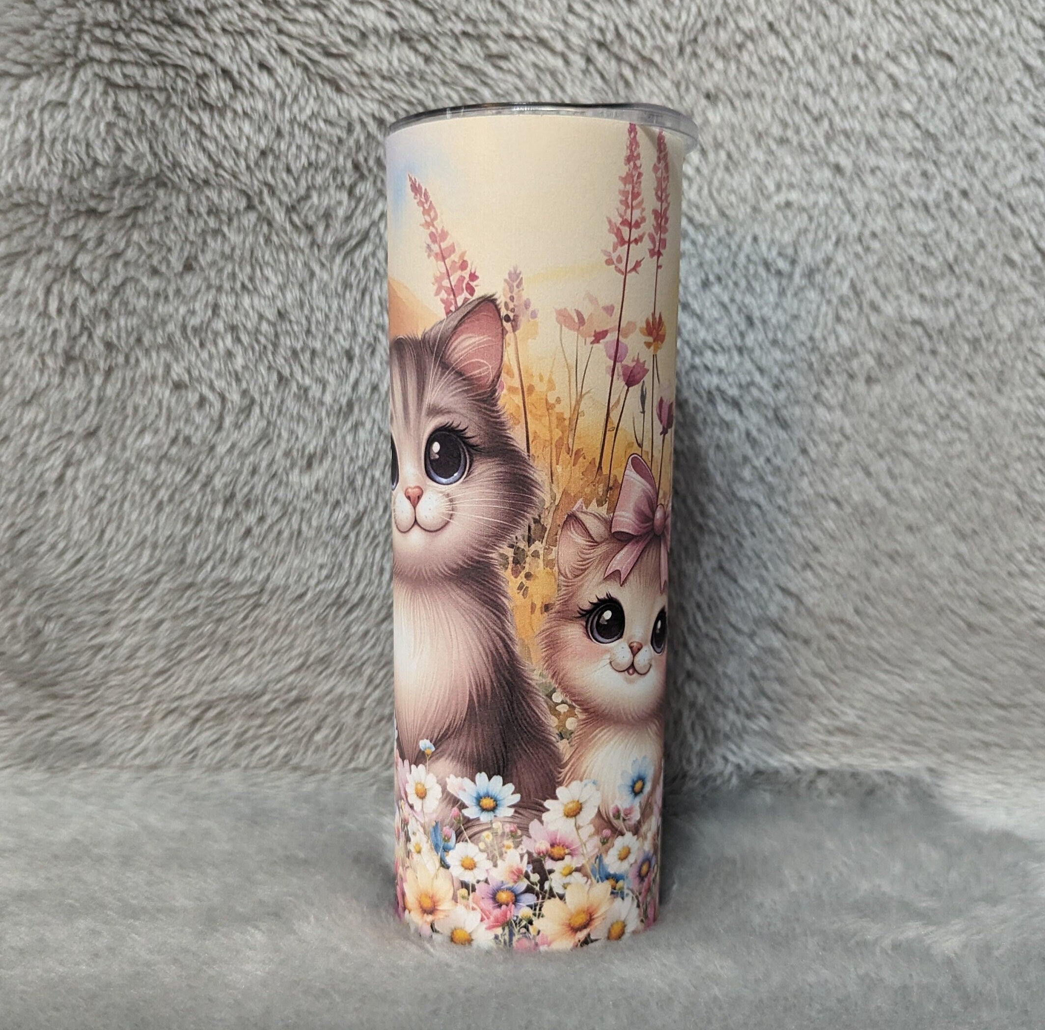 Cat Tumbler 20oz With Reusable Straw, Can Be Personalized
