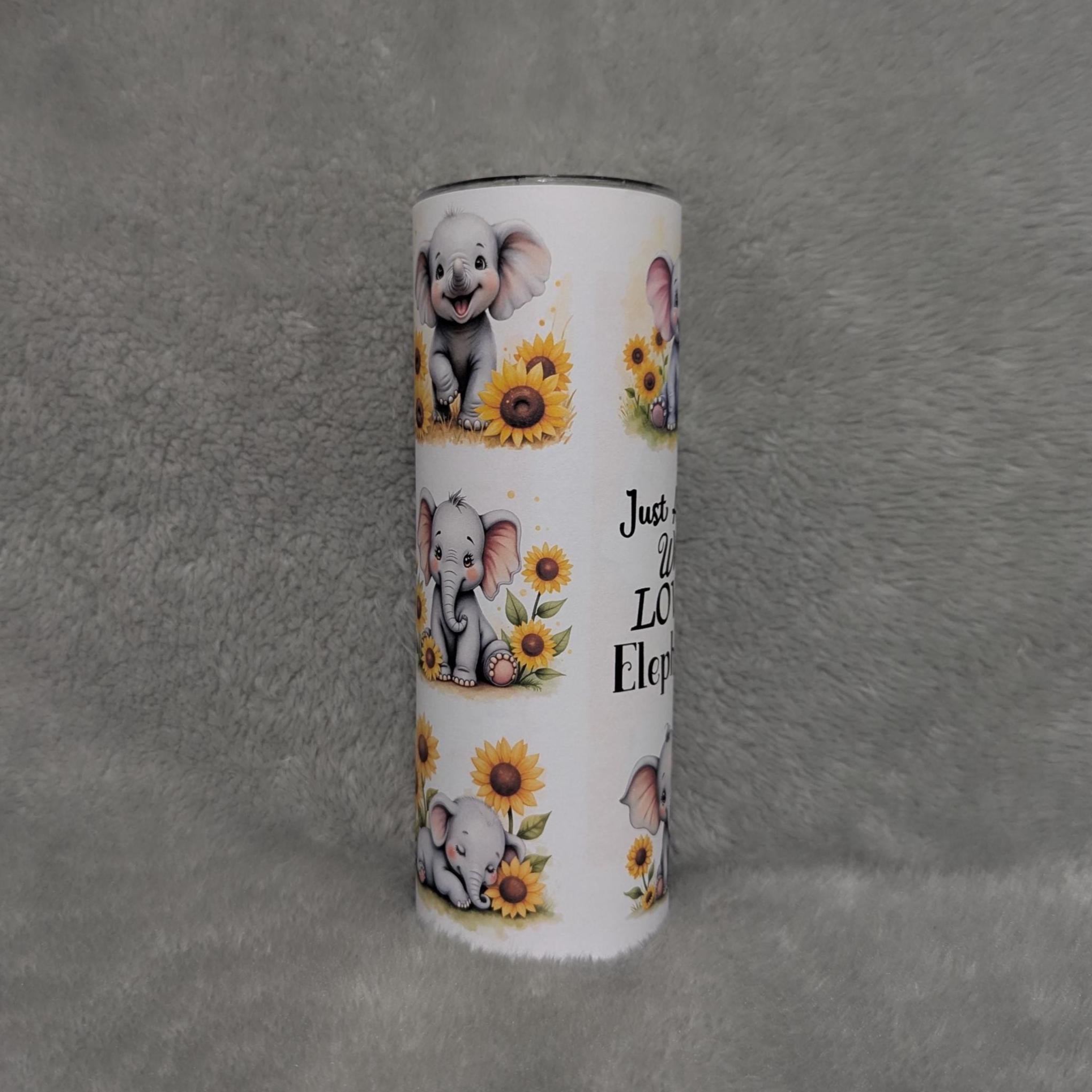 Just A Girl Who Loves Elephants Tumbler 20oz With Reusable Straw