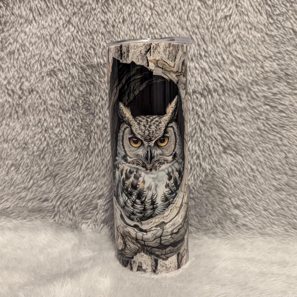 Owl Tumbler 20oz With Reusable Straw, Can Be Personalized