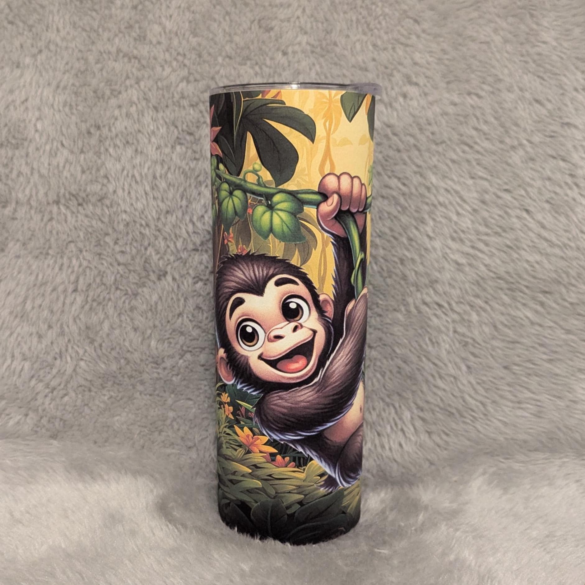 Monkey Tumbler 20oz With Reusable Straw, Can Be Personalized