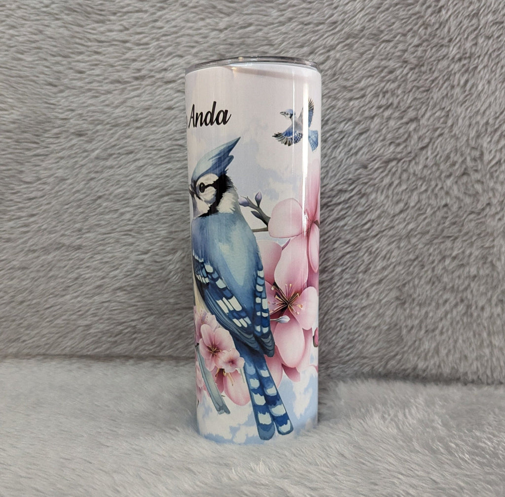 Blue Jay Tumbler 20oz With Reusable Straw, Can Be Personalized