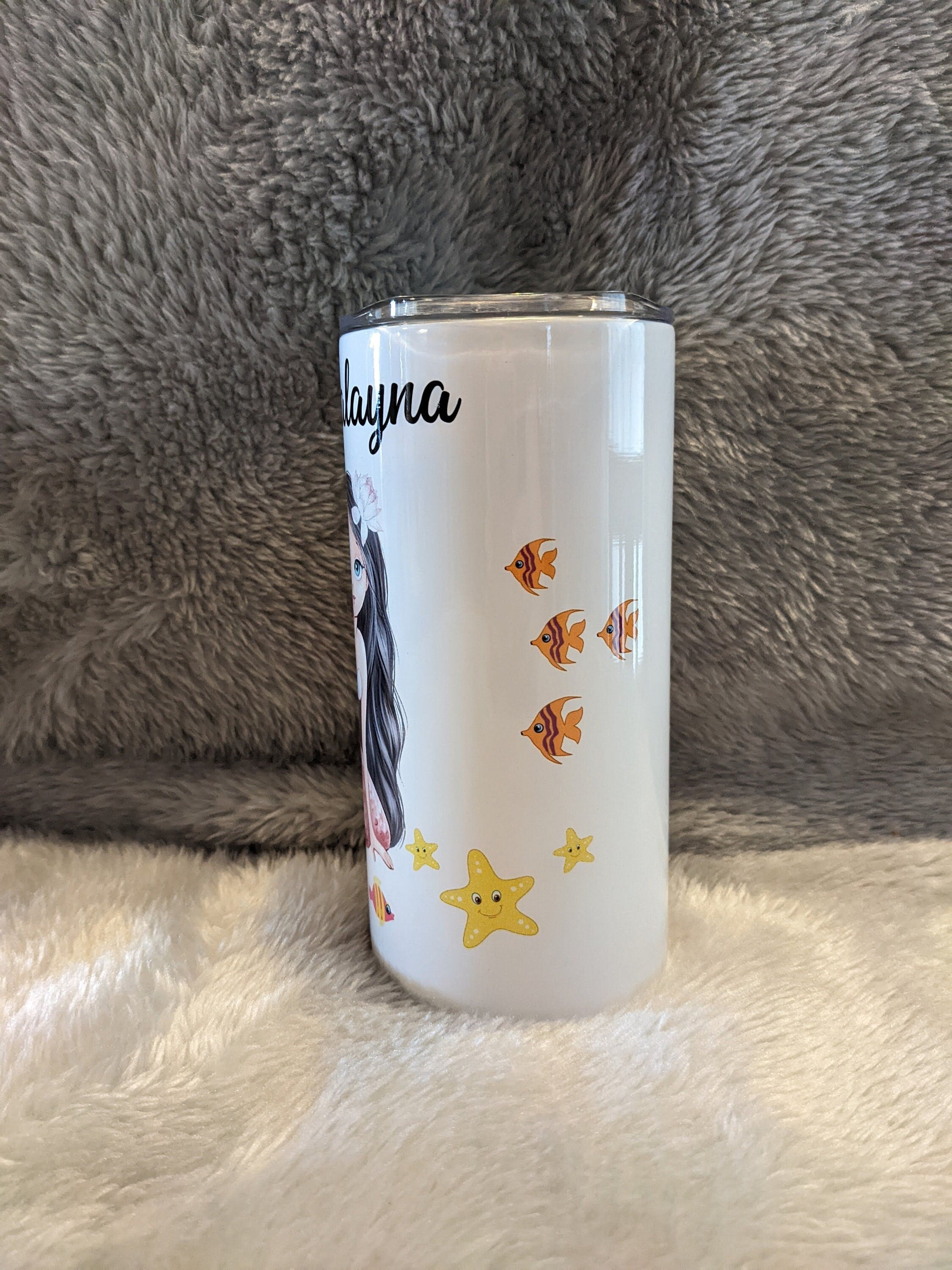 Kids Mermaid Tumbler 15oz With Reusable Straw, Can Be Personalized