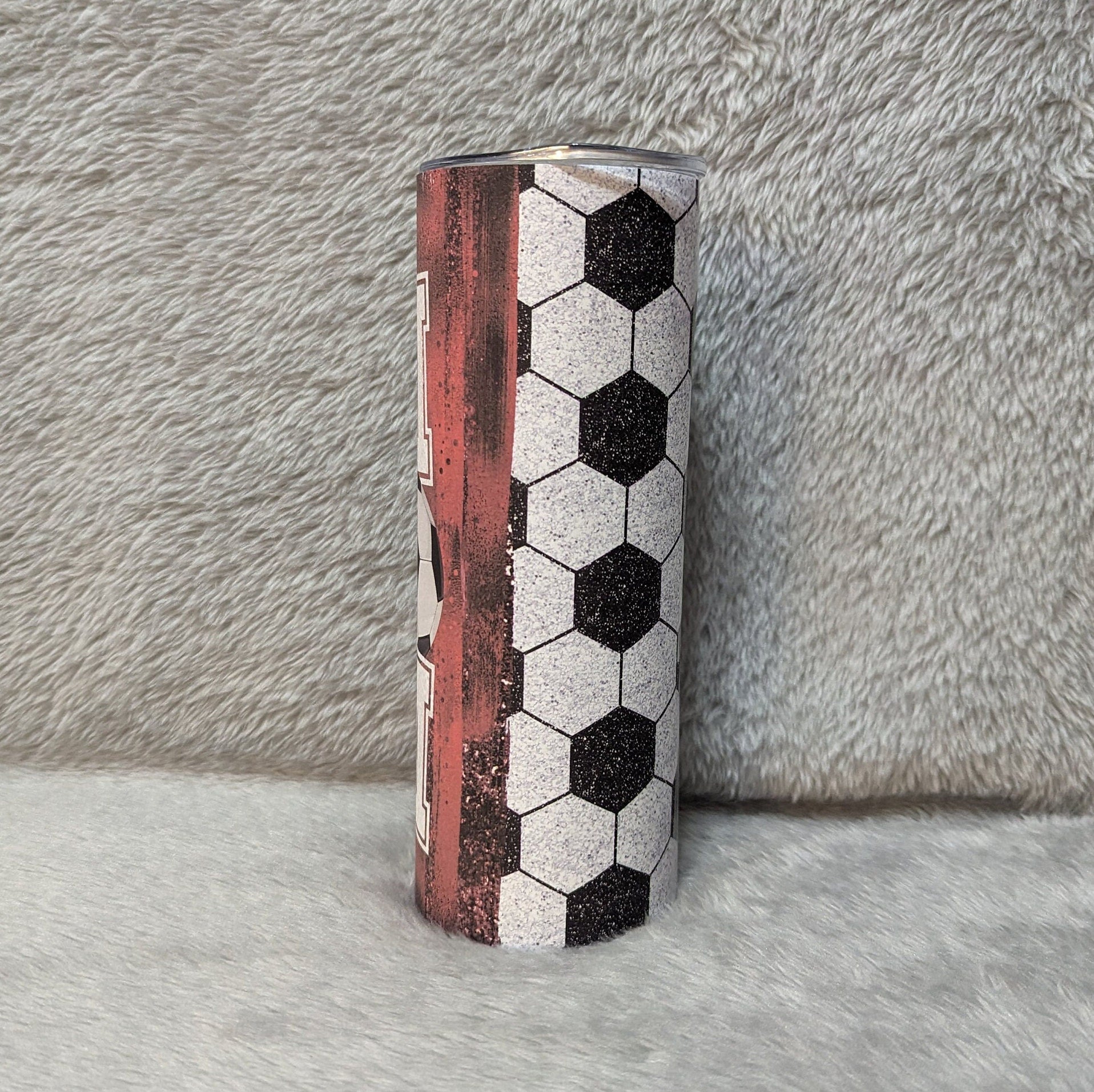 Soccer Mom Tumbler with a Glitter Design 20oz With Reusable Straw
