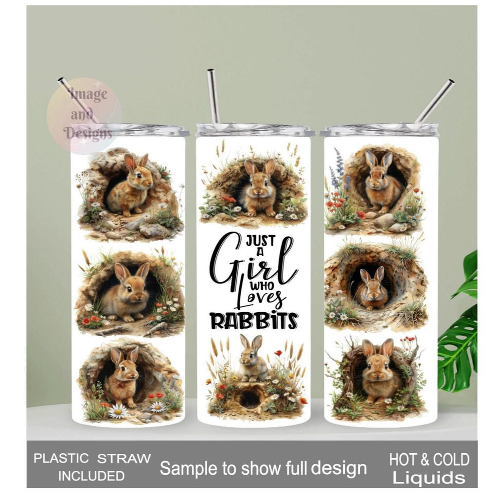 Just A Girl Who Loves Rabbits Tumbler 20oz With Reusable Straw