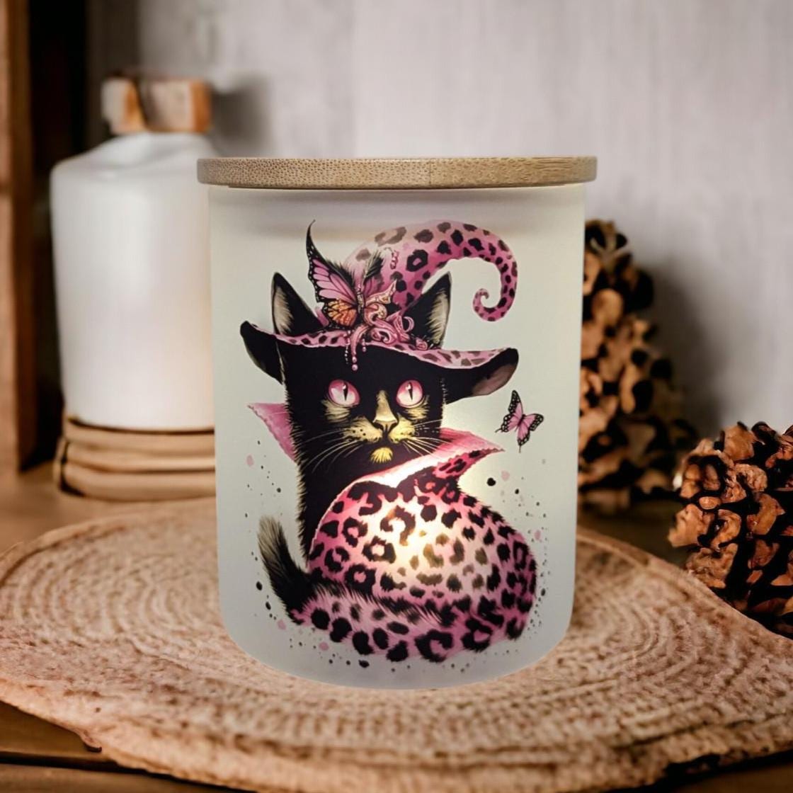 Black Cat Candle Holder With A Battery Operated Flickering Tea Light