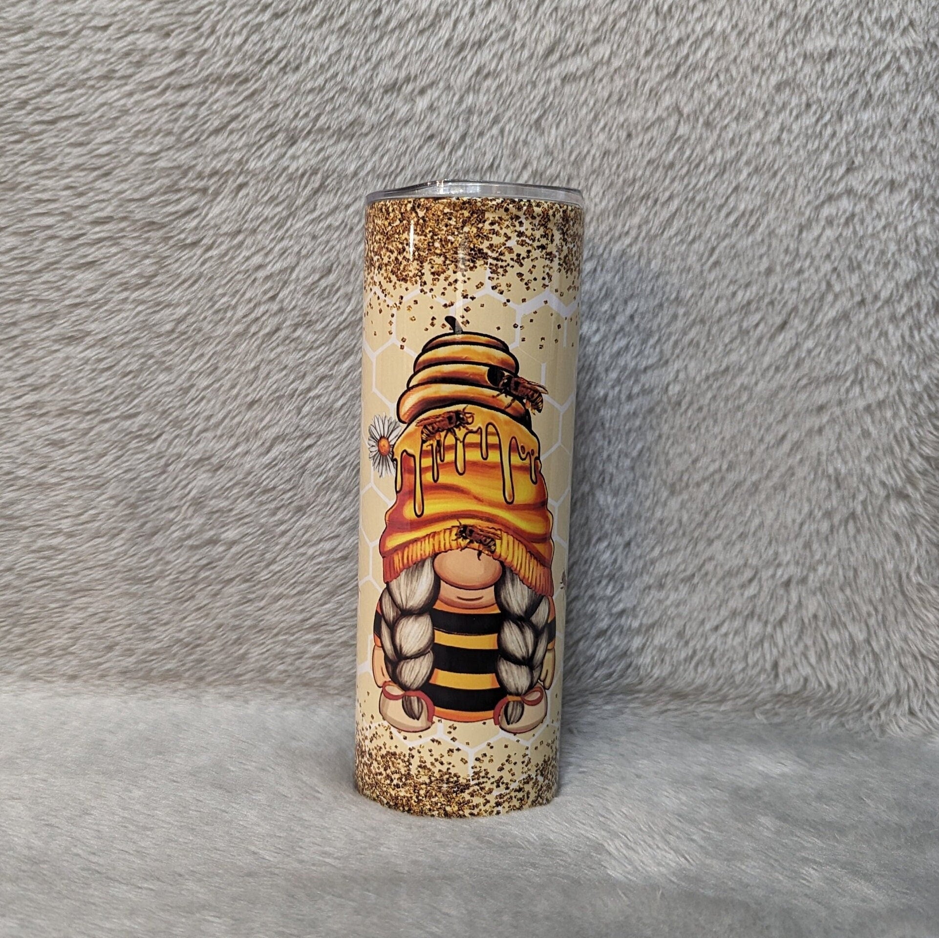 Gnome Tumbler That Says Be Sweet Like Honey 20oz With Reusable Straw