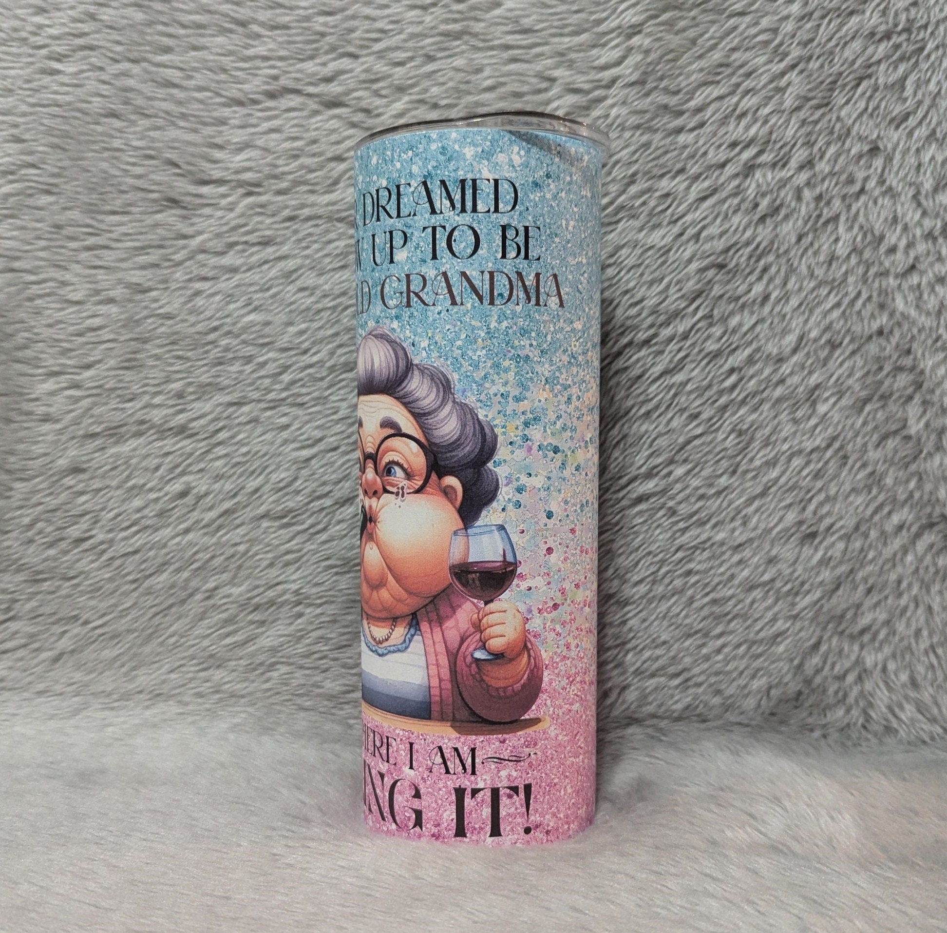Fun Grandma Tumbler 20oz With Reusable Straw, Can Be Personalized