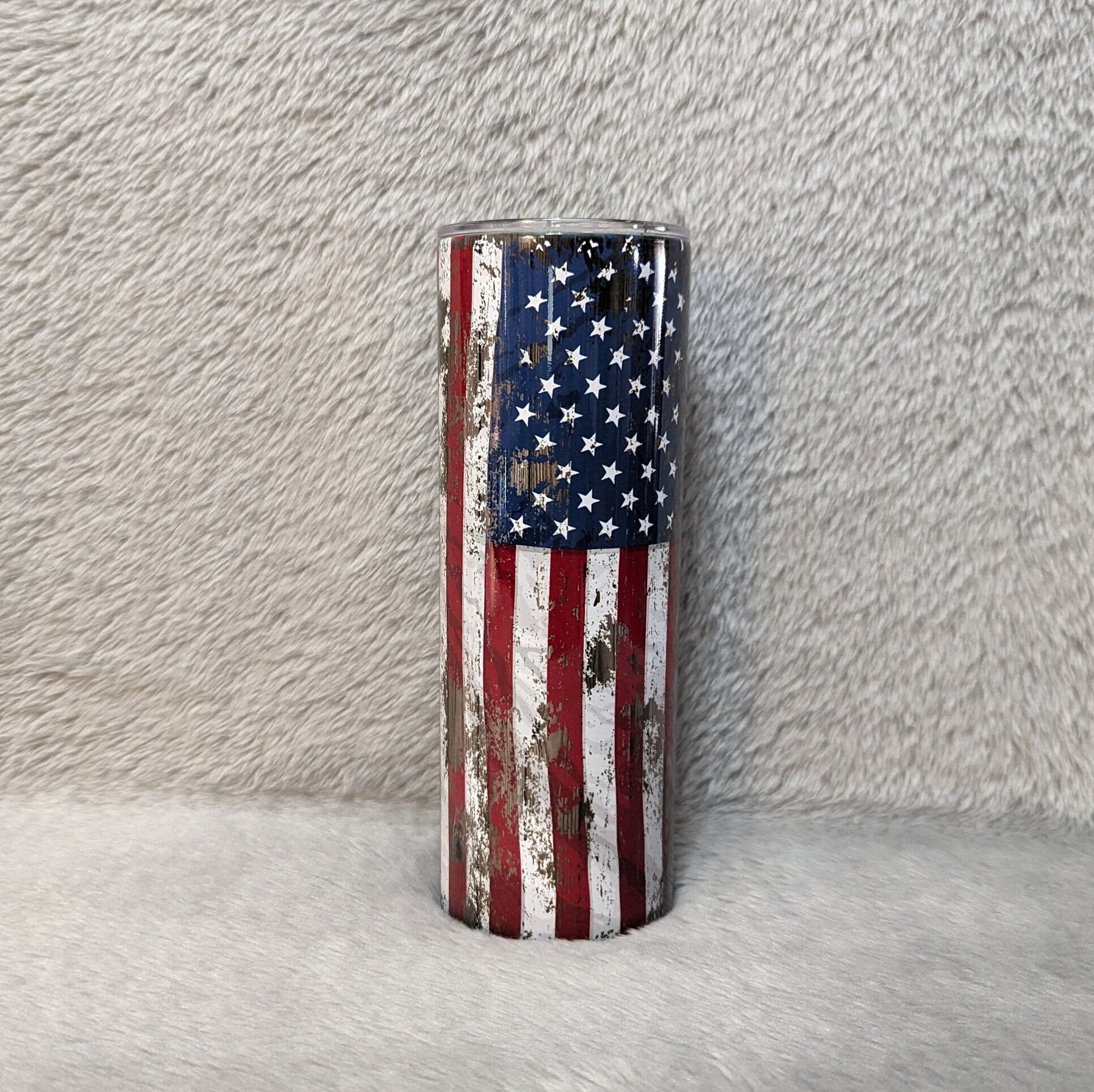 Patriotic Tumbler 20oz With Reusable Straw, Can Be Personalized