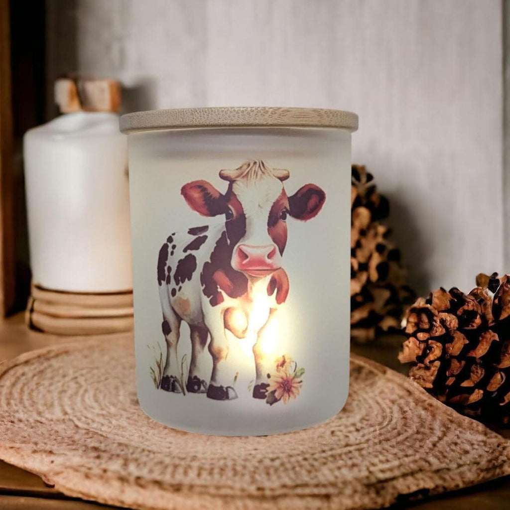 Cow Candle Holder With A Battery Operated Flickering Tea Light
