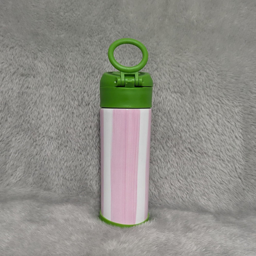Kids Striped Water Bottle 12oz With Reusable Straw Can Be Personalized