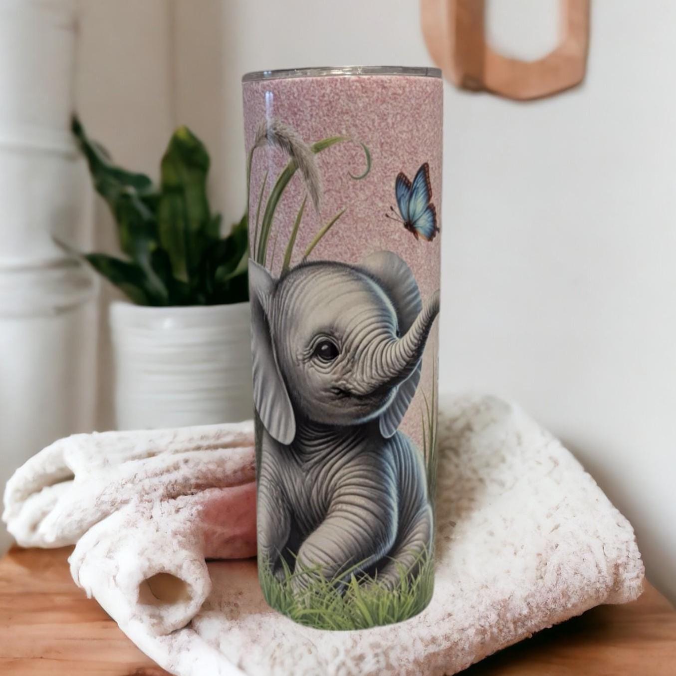 Just A Girl Who Loves Elephants Tumbler 20oz With Reusable Straw, Can Be Personalized