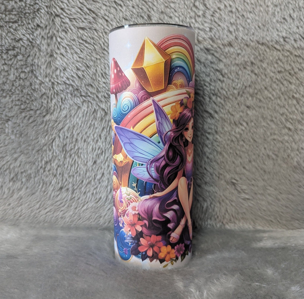 Pretty Girl Fairy Tumbler 20oz With Reusable Straw, Can Be Personalized