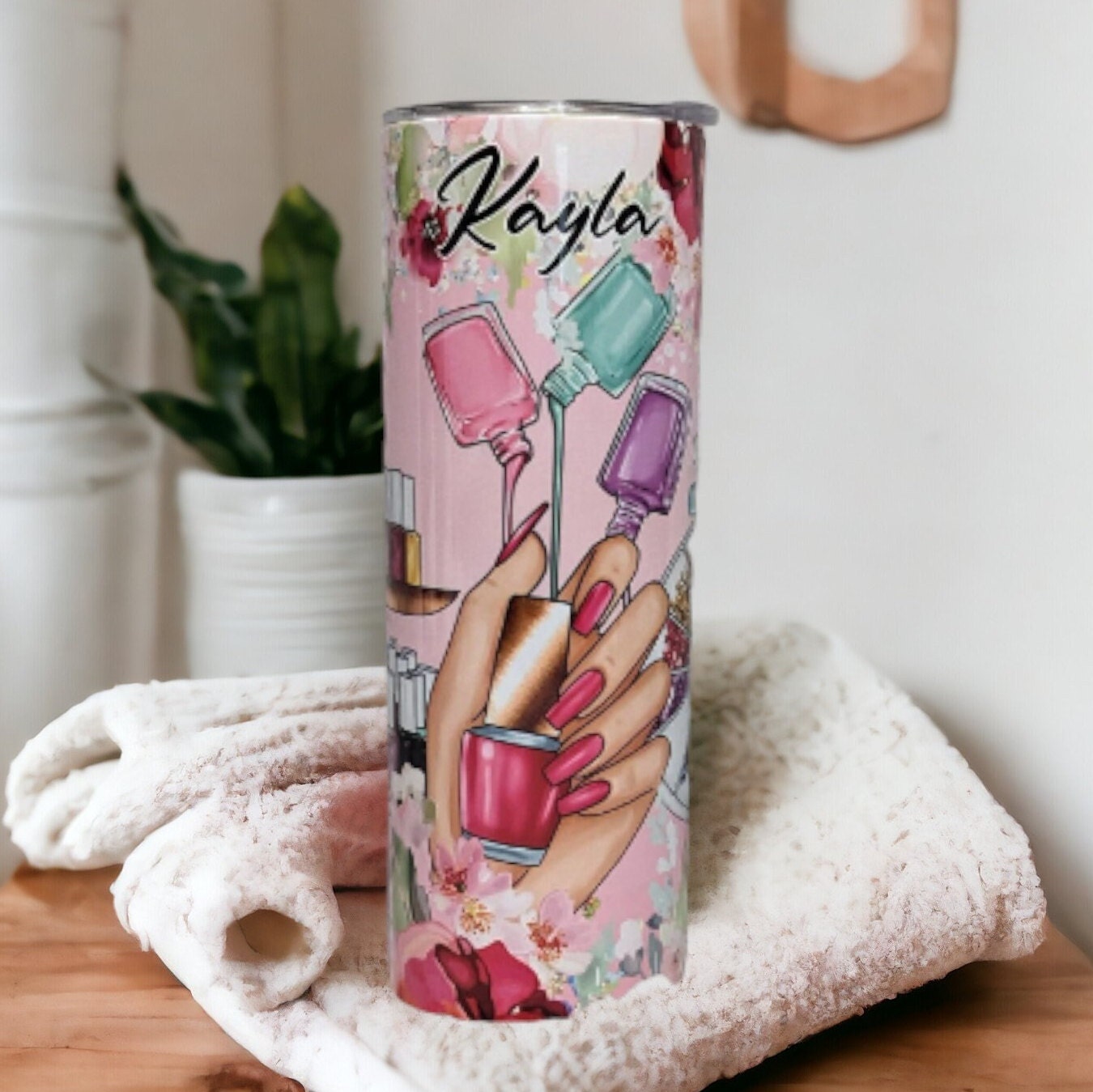 Nail Tech Tumbler 20oz With Reusable Straw, Can Be Personalized