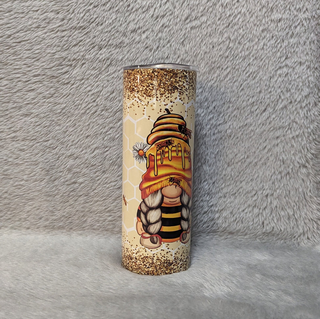 Gnome Tumbler That Says Be Sweet Like Honey 20oz With Reusable Straw