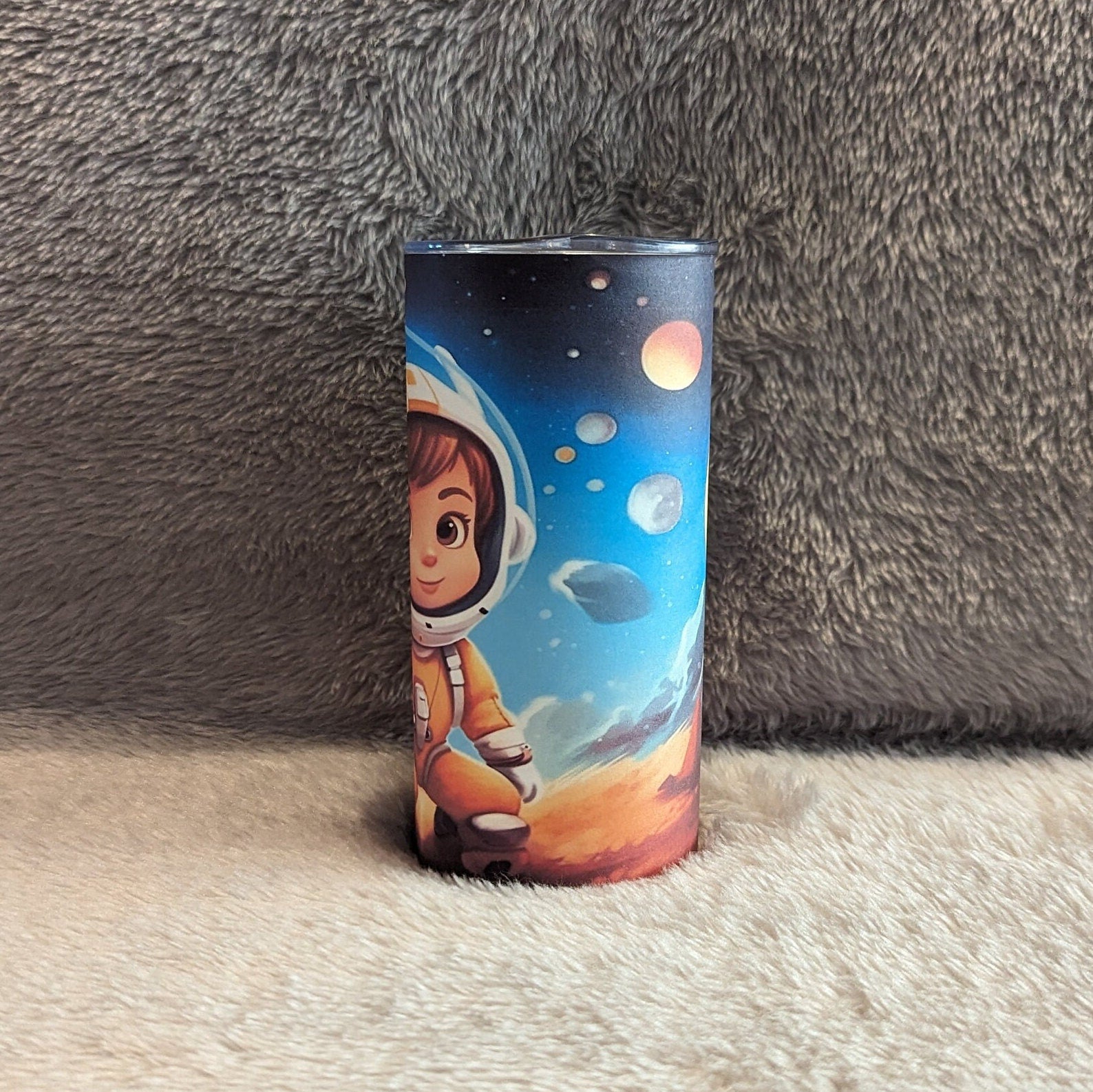 Kids Astronaut Tumbler 15oz With Reusable Straw, Can Be Personalized