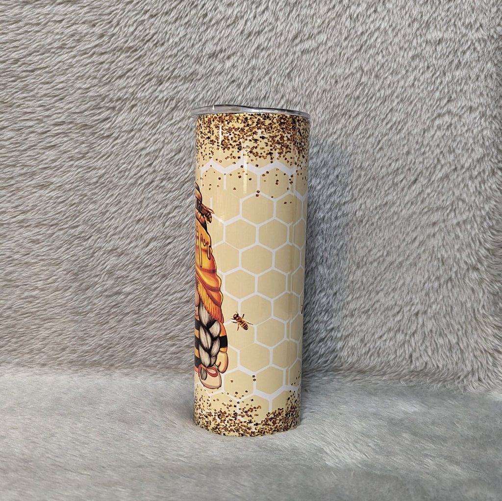 Gnome Tumbler That Says Be Sweet Like Honey 20oz With Reusable Straw