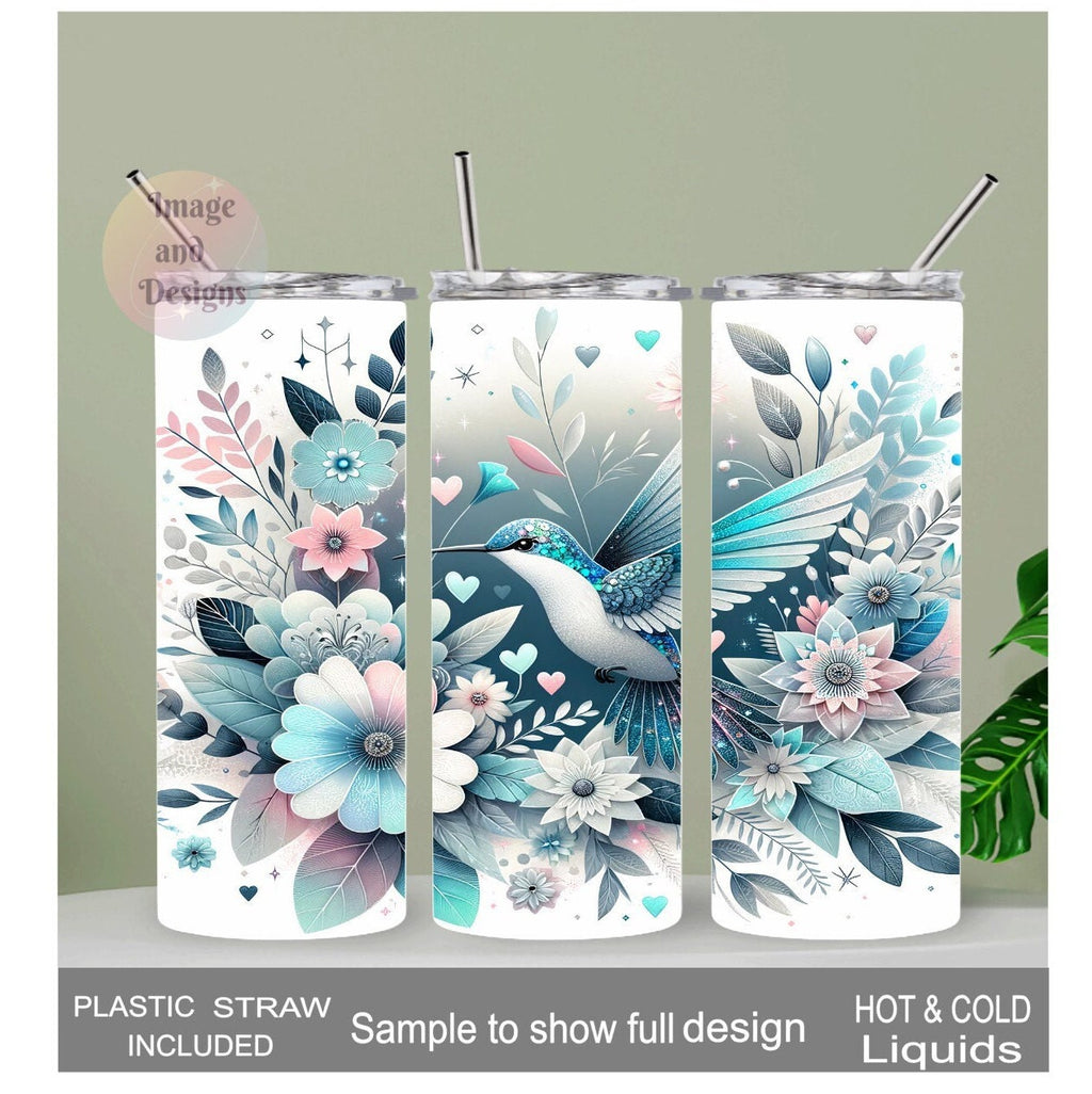 Hummingbird Tumbler 20oz With Reusable Straw, Can Be Personalized