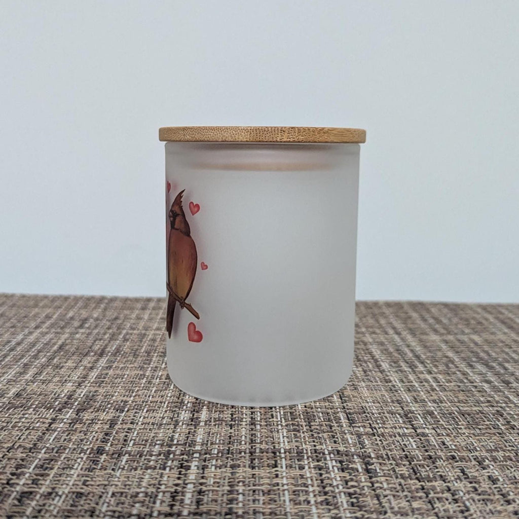 Cardinal Candle Holder With A Battery Operated Flickering Tea Light