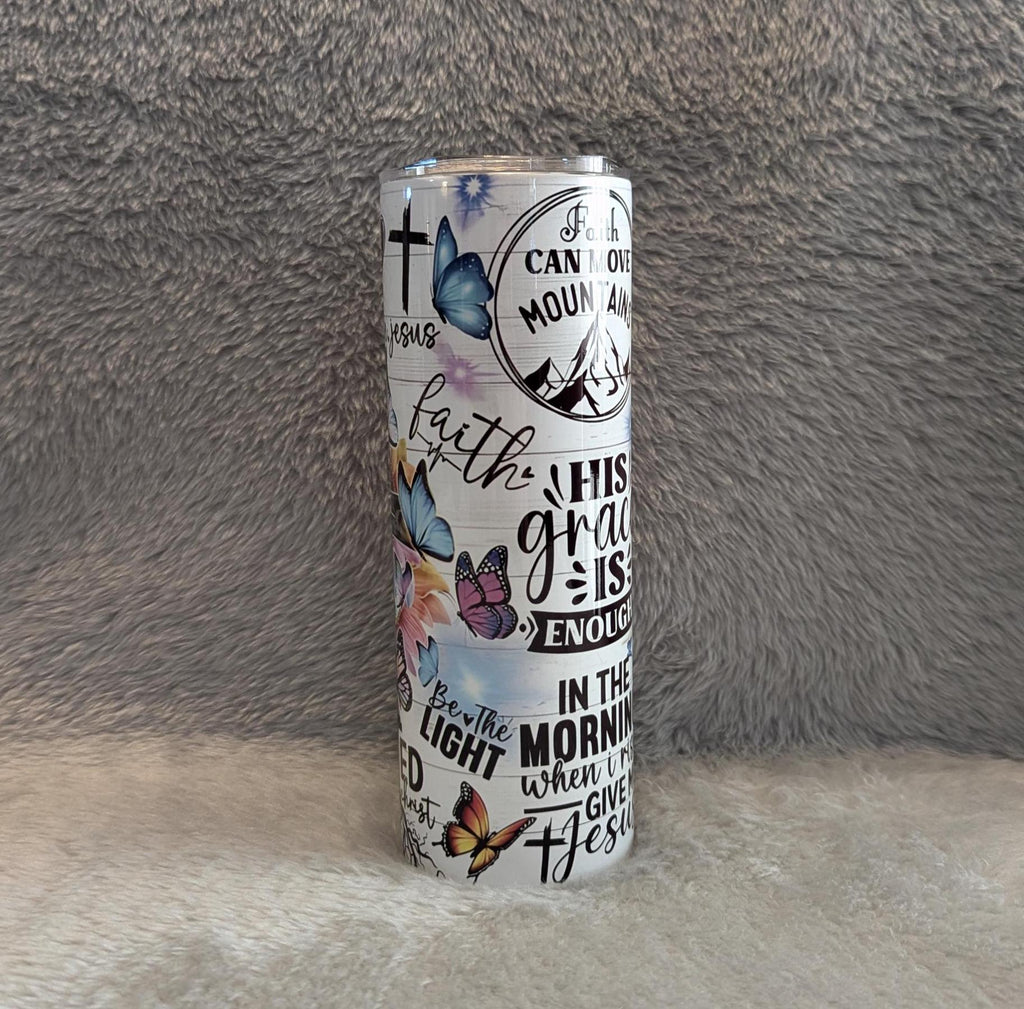 Religious Inspirational Tumbler 20oz With Reusable Straw