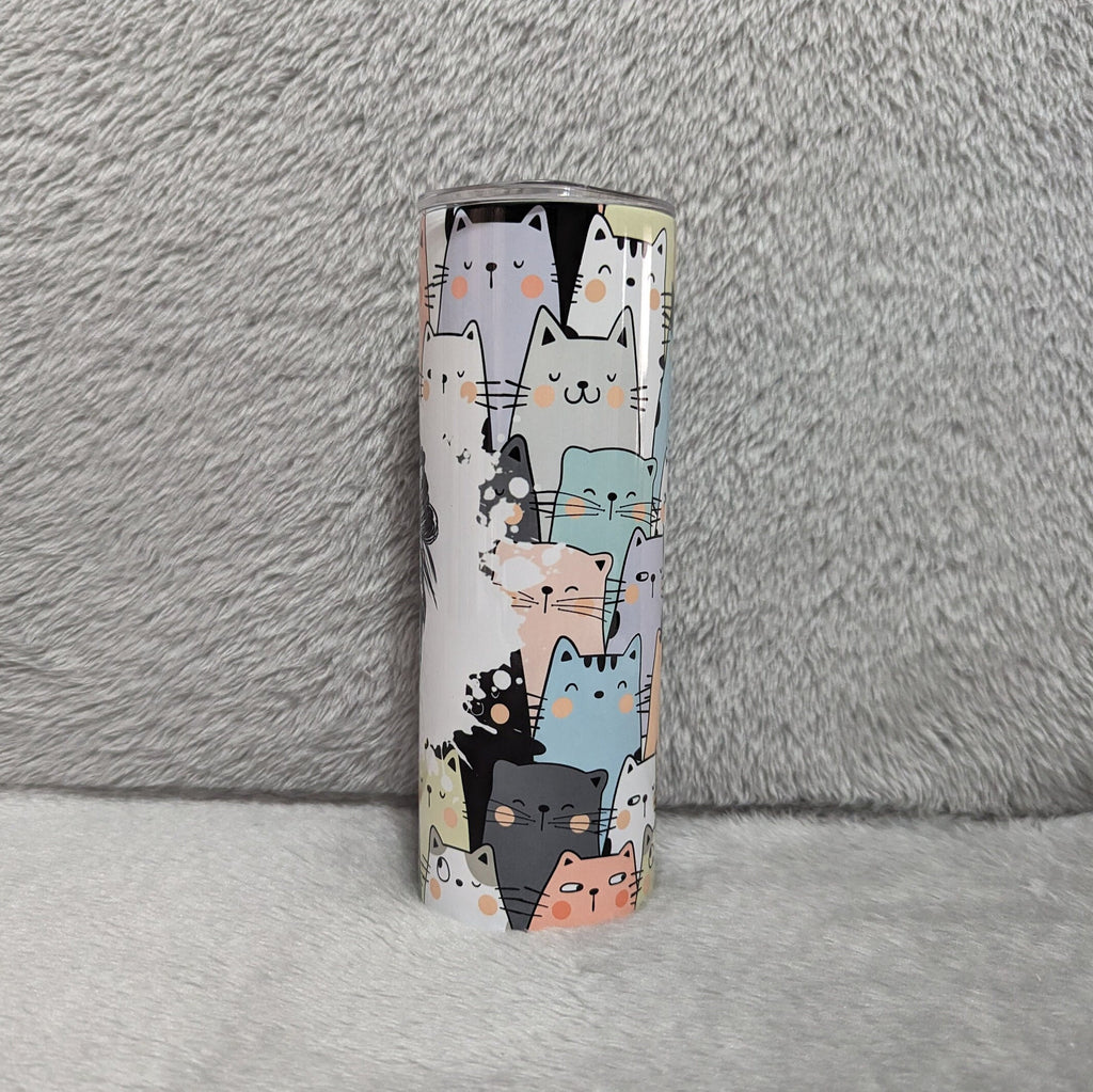 Cat Mom Tumbler 20oz With Reusable Straw, Can Be Personalized