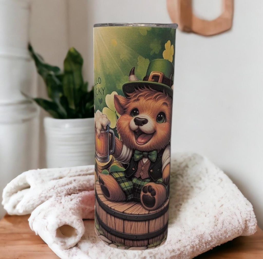 Irish Highland Cow Tumbler 20oz With Reusable Straw, Can Be Personalized