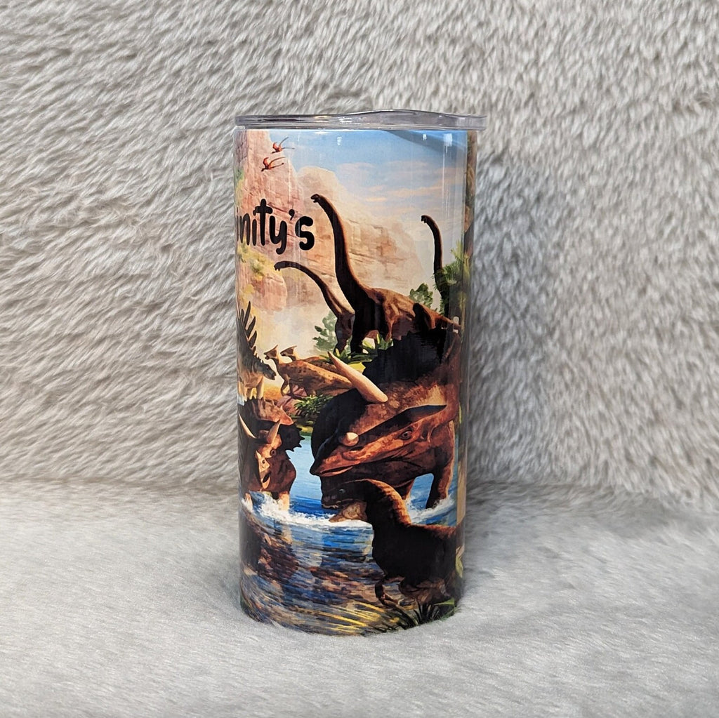 Kids Dinosaur Tumbler 15oz With Reusable Straw, Can Be Personalized