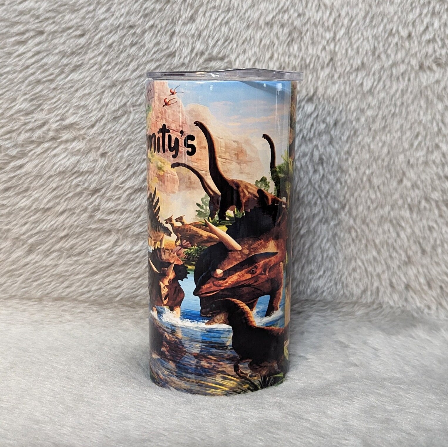 Kids Dinosaur Tumbler 15oz With Reusable Straw, Can Be Personalized