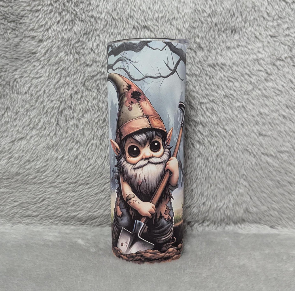 Zombie Gnome Tumbler 20oz With Reusable Straw, Can Be Personalized