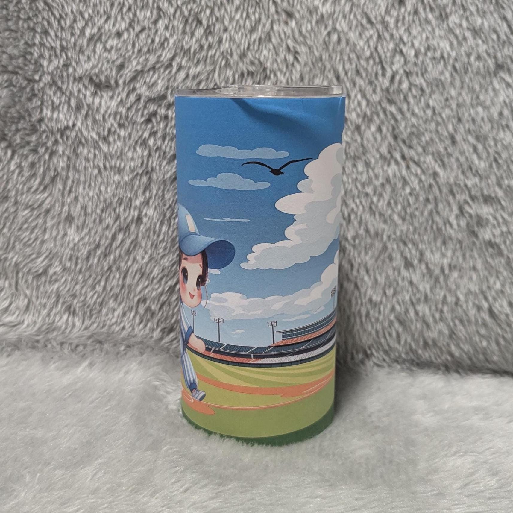 Kids Baseball Tumbler 15oz With Reusable Straw, Can Be Personalized