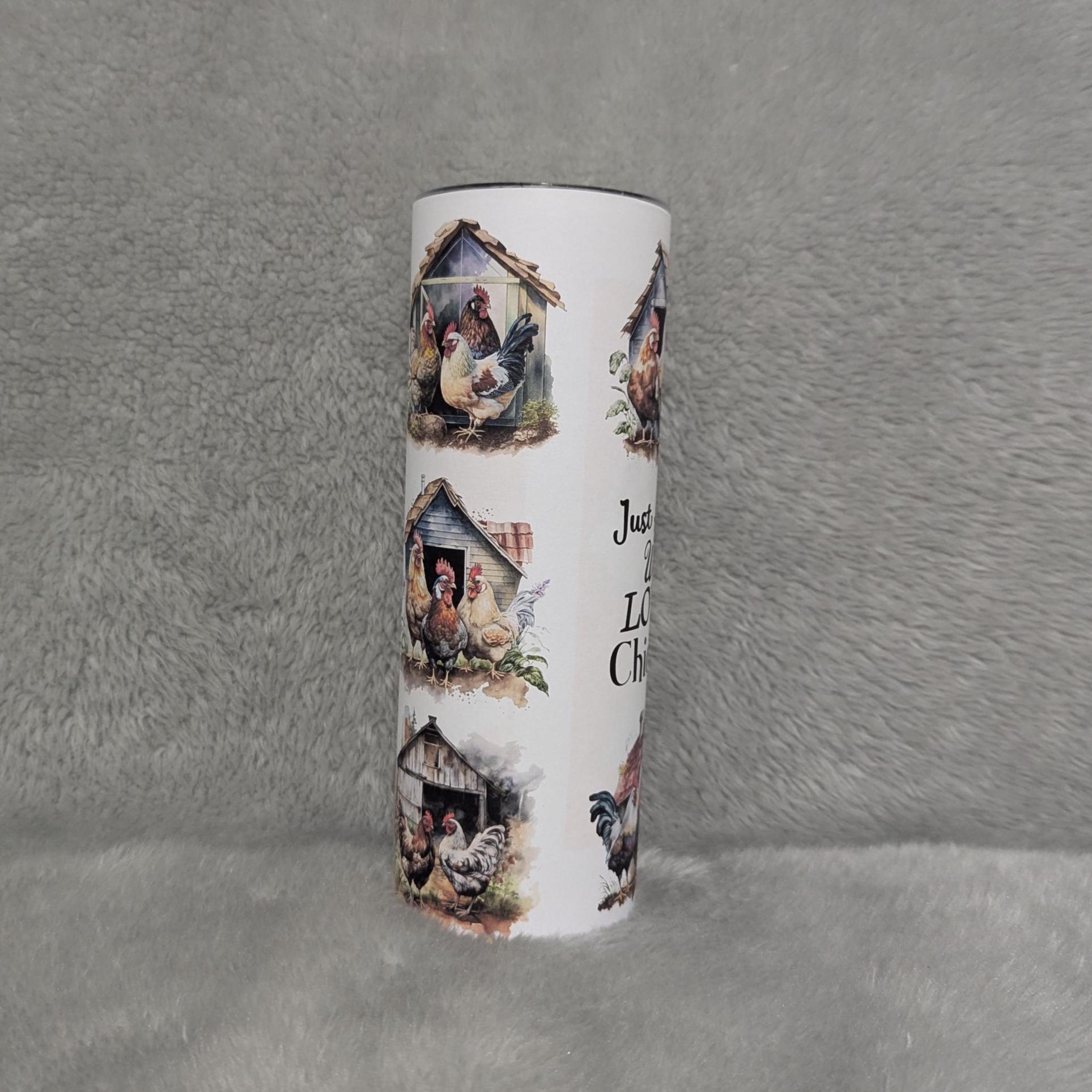 Just A Girl Who Loves Chickens Tumbler 20oz With Reusable Straw, Can Be Personalized