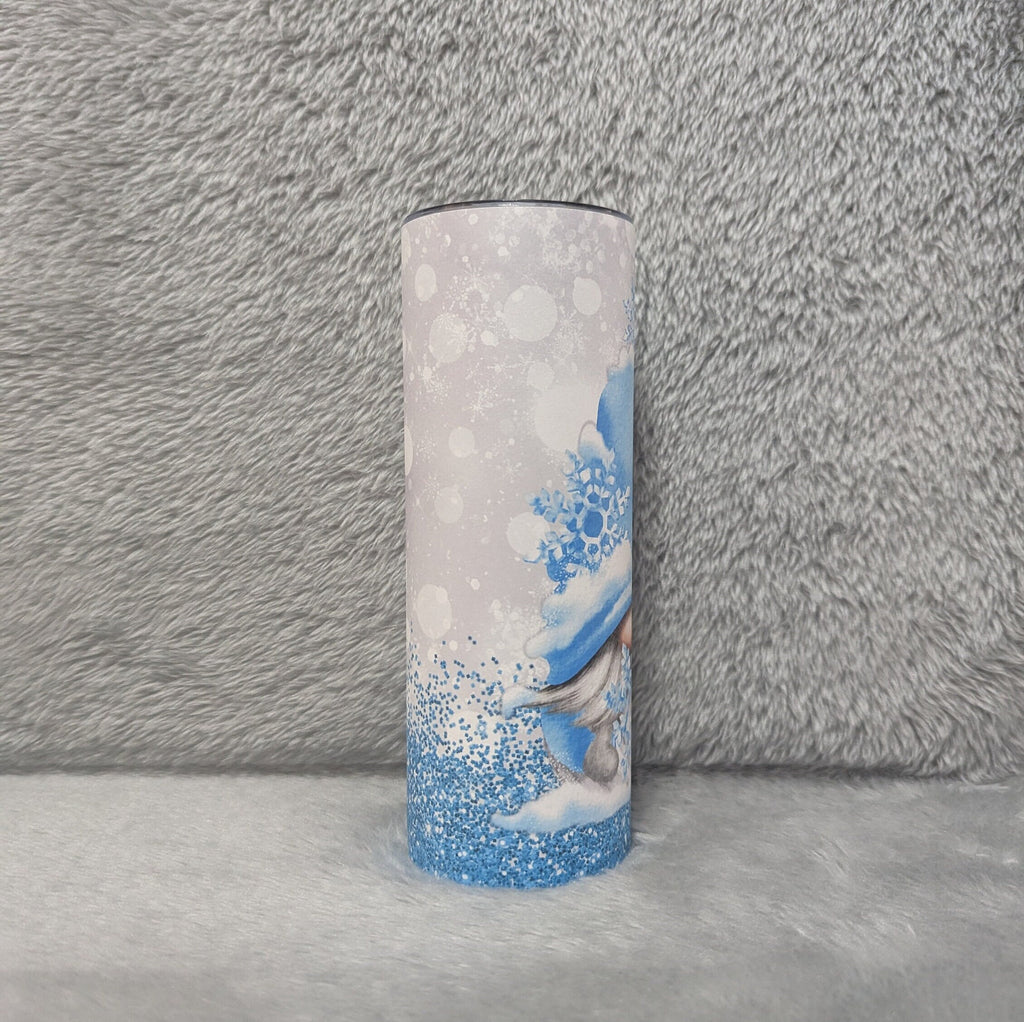 Winter Gnome Tumbler With A Winter Design 20oz With Reusable Straw, Can Be Personalized