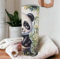 Cute Panda Bear Tumbler 20oz With Reusable Straw, Can Be Personalized