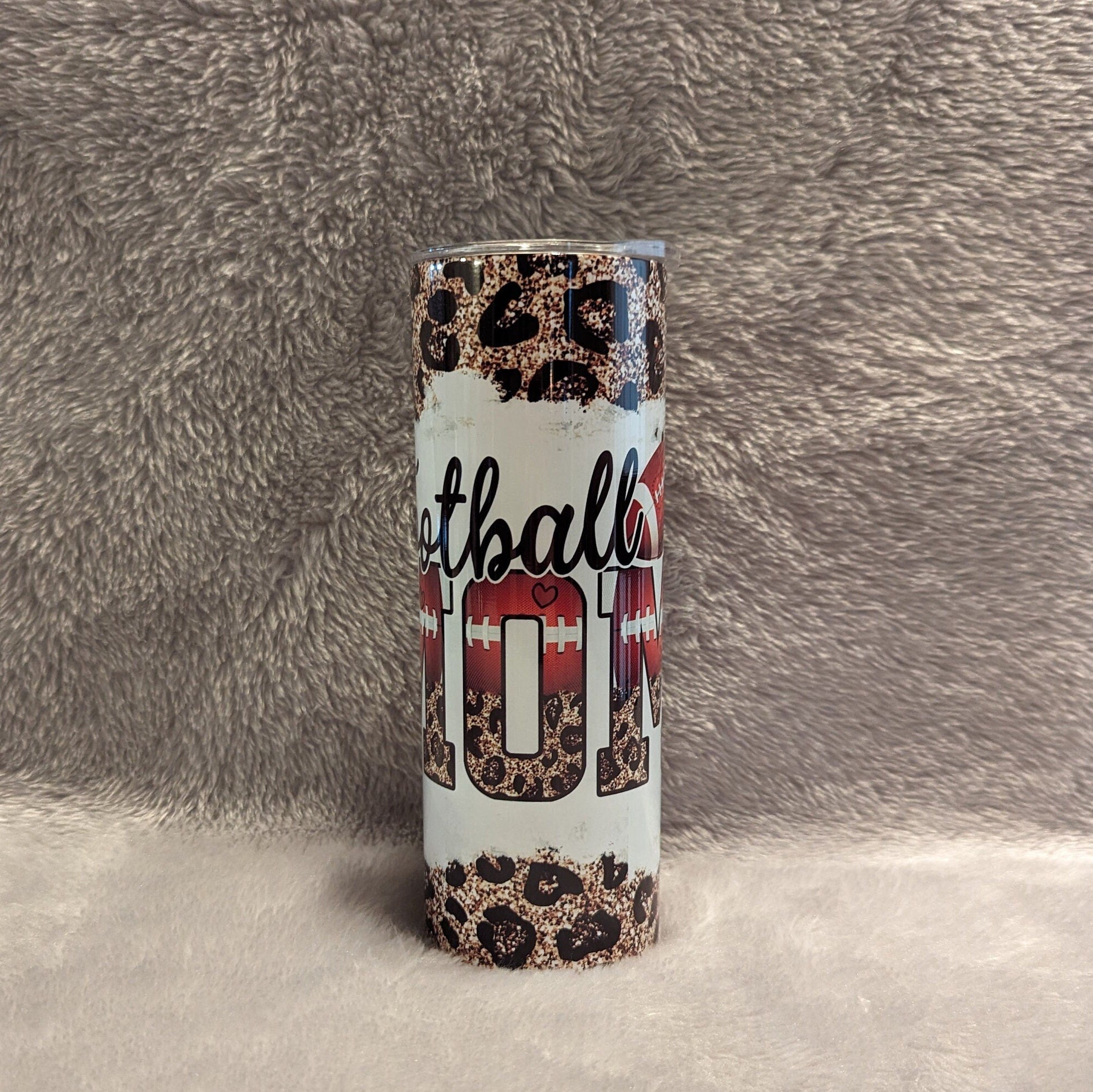 Football Mom Tumbler 20oz With Reusable Straw