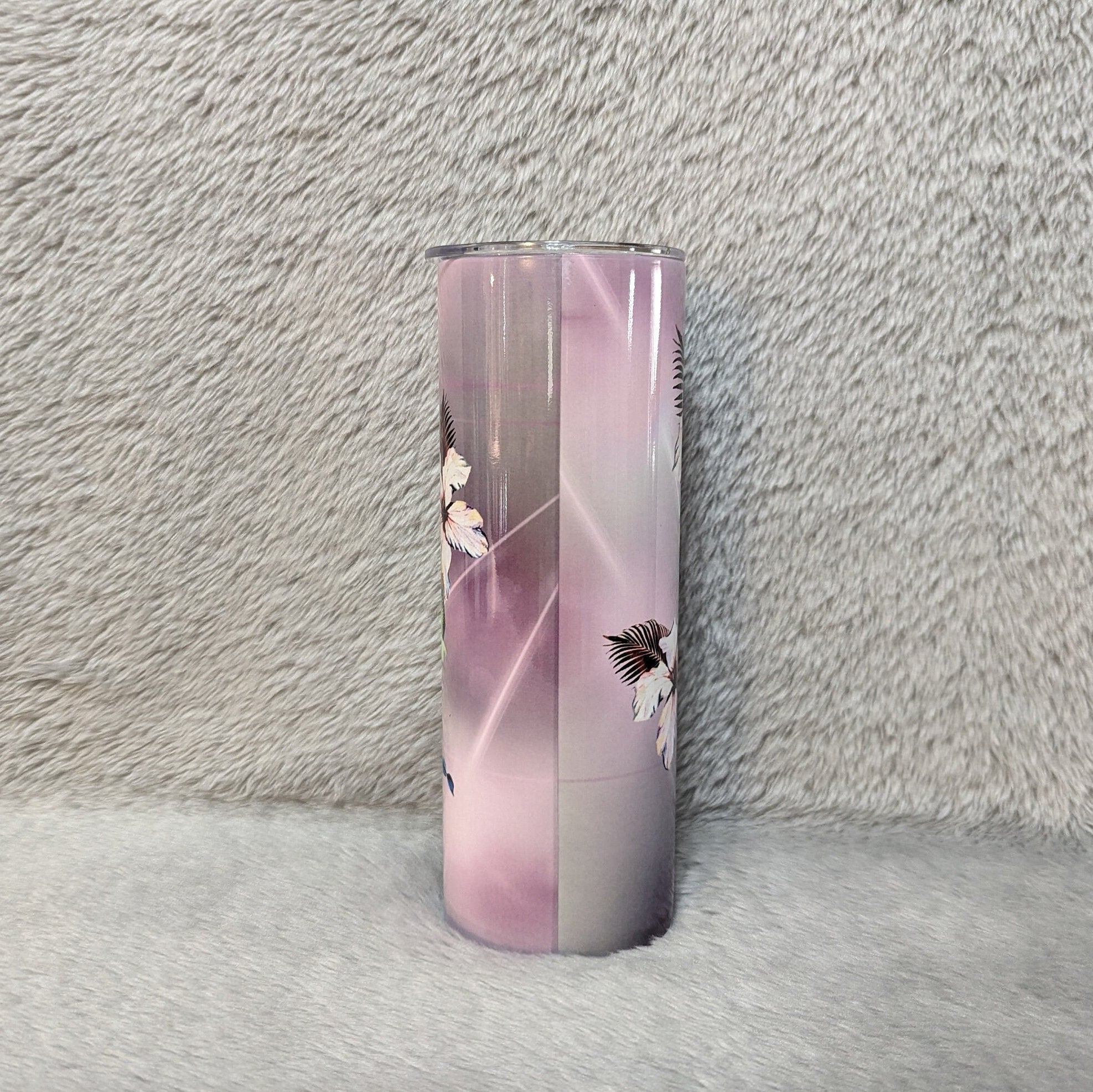 Floral Hummingbird Tumbler 20oz With Reusable Straw, Can Be Personalized