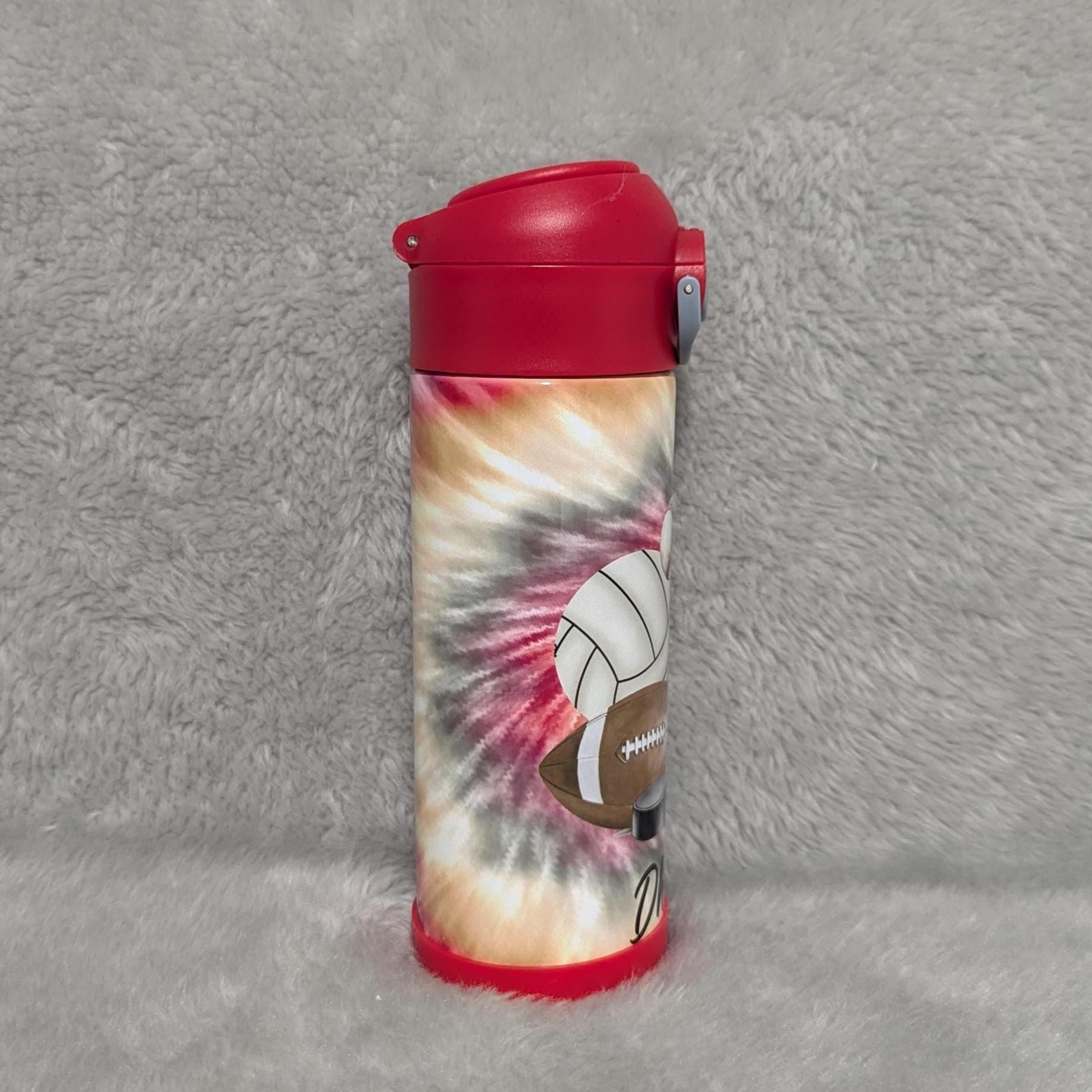 Kids Sports Ball Water 12oz With A Reusable Straw Can Be Personalized