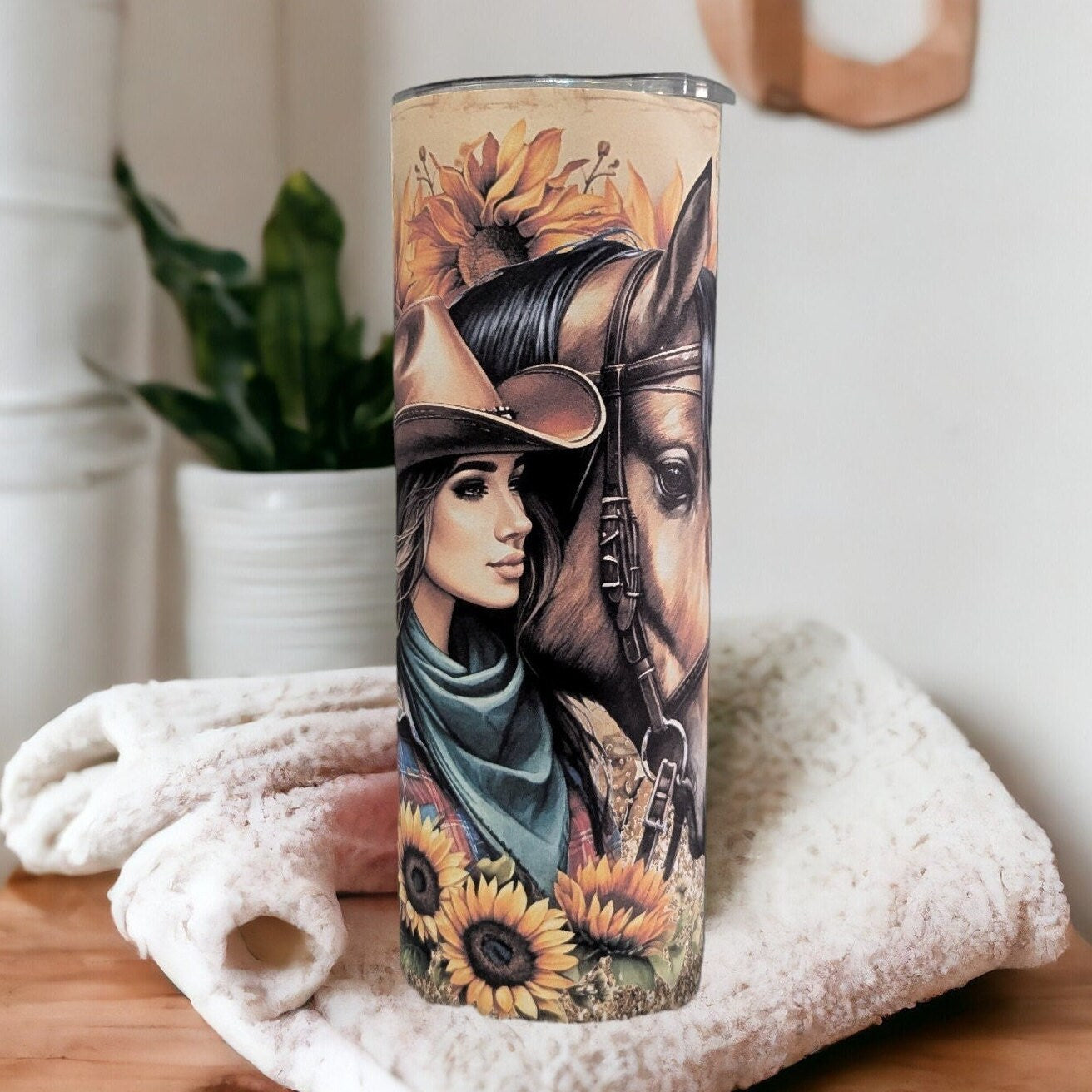 Cowgirl Tumbler 20oz With Reusable Straw, Can Be Personalized