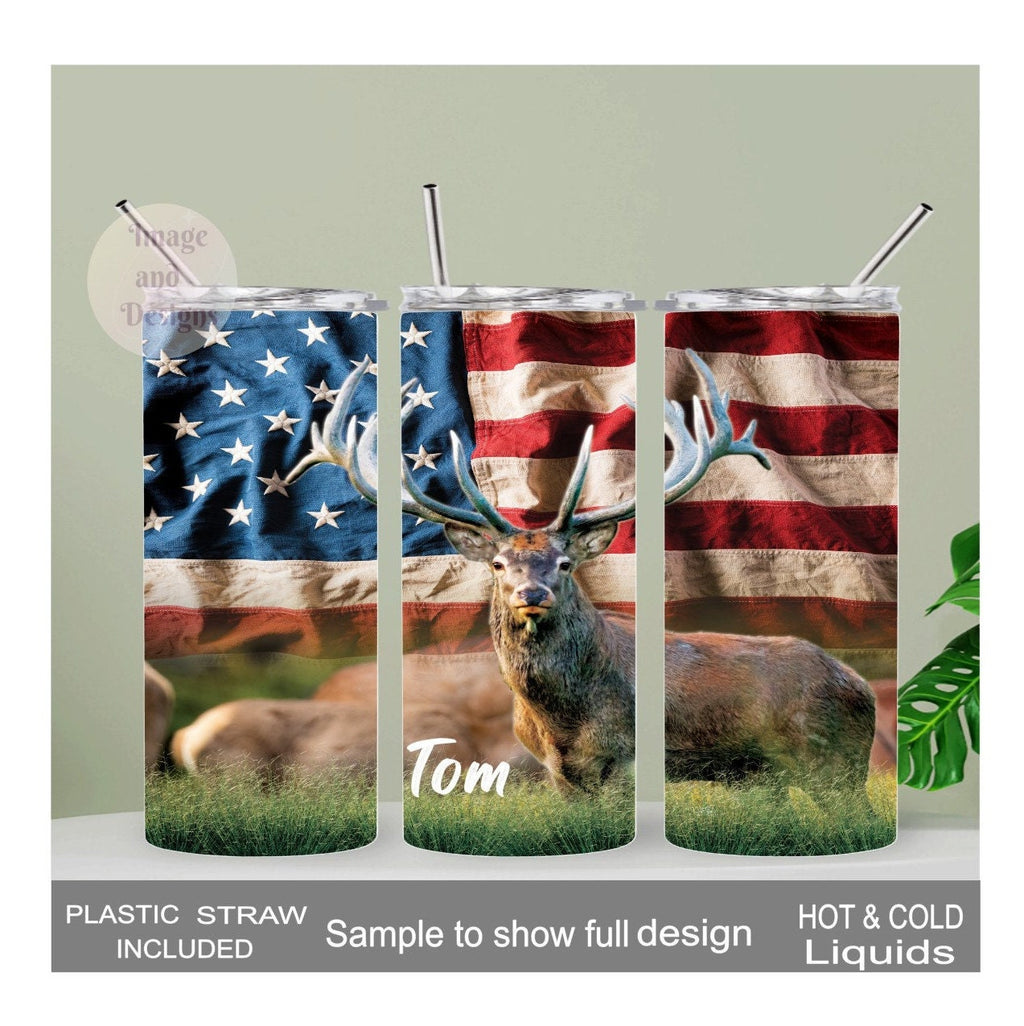 Deer Buck Tumbler 20oz With Reusable Straw, Can Be Personalized