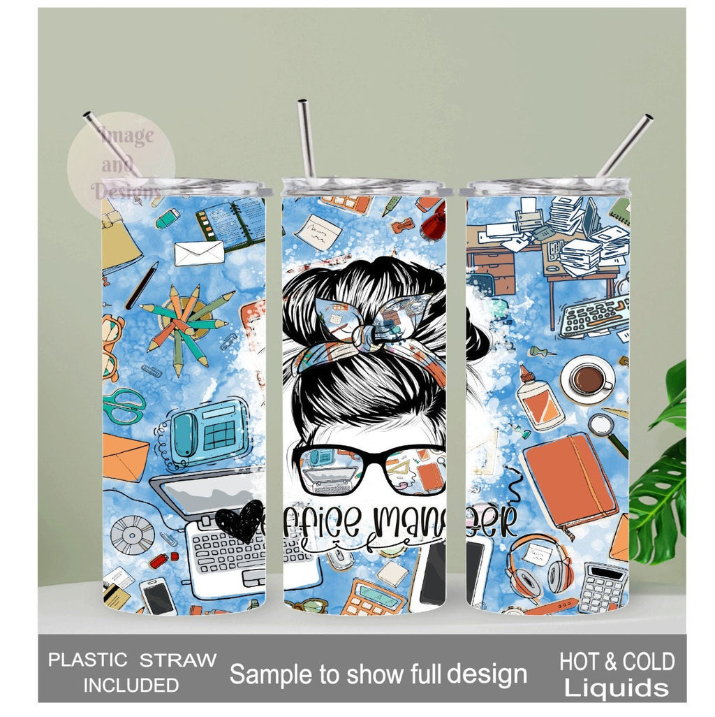 Office Manager Tumbler 20oz With Reusable Straw, Can Be Personalized