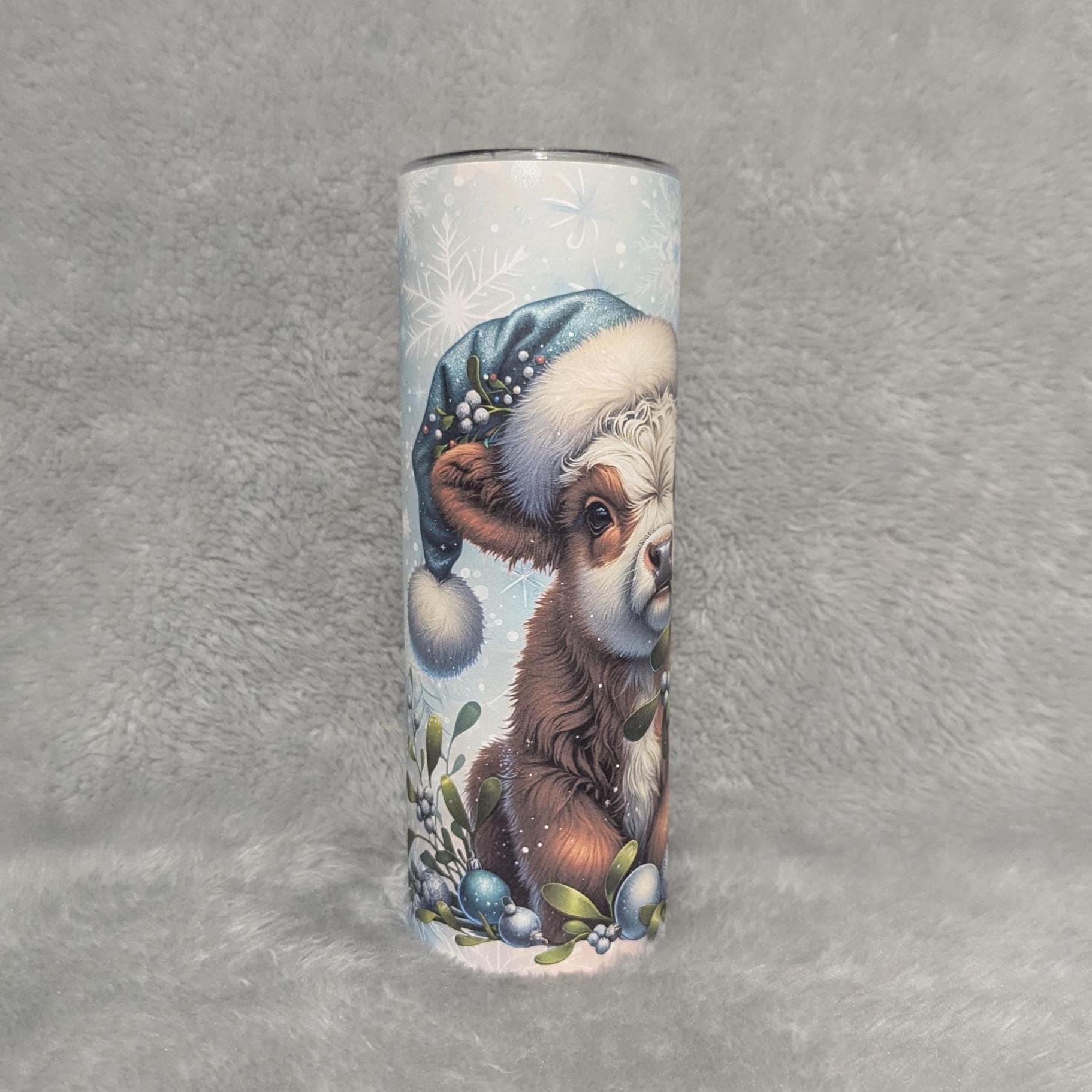 Christmas  - Winter Highland Cow Tumbler 20oz With Reusable Straw, Can Be Personalized
