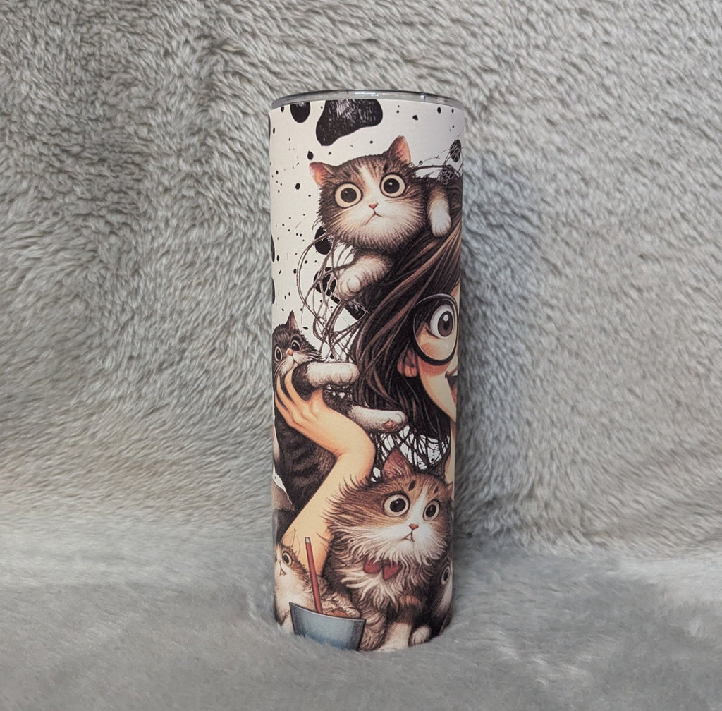 Crazy Cat Lady Tumbler 20oz With Reusable Straw, Can Be Personalized
