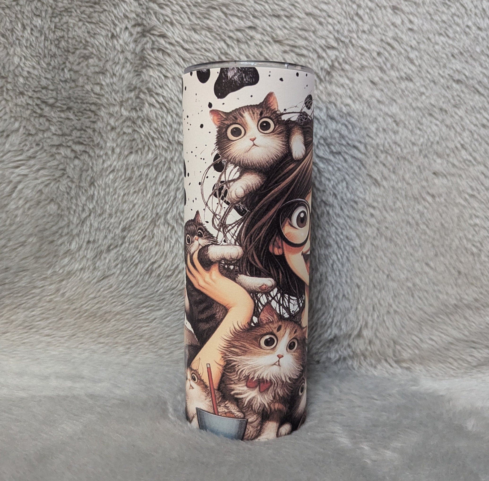 Crazy Cat Lady Tumbler 20oz With Reusable Straw, Can Be Personalized