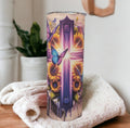 Floral Cross Tumbler 20oz Tumbler With Reusable Straw