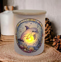 Dolphin With A Stained Glass Design Candle Holder - Includes A Battery Operated Flickering Tea Light