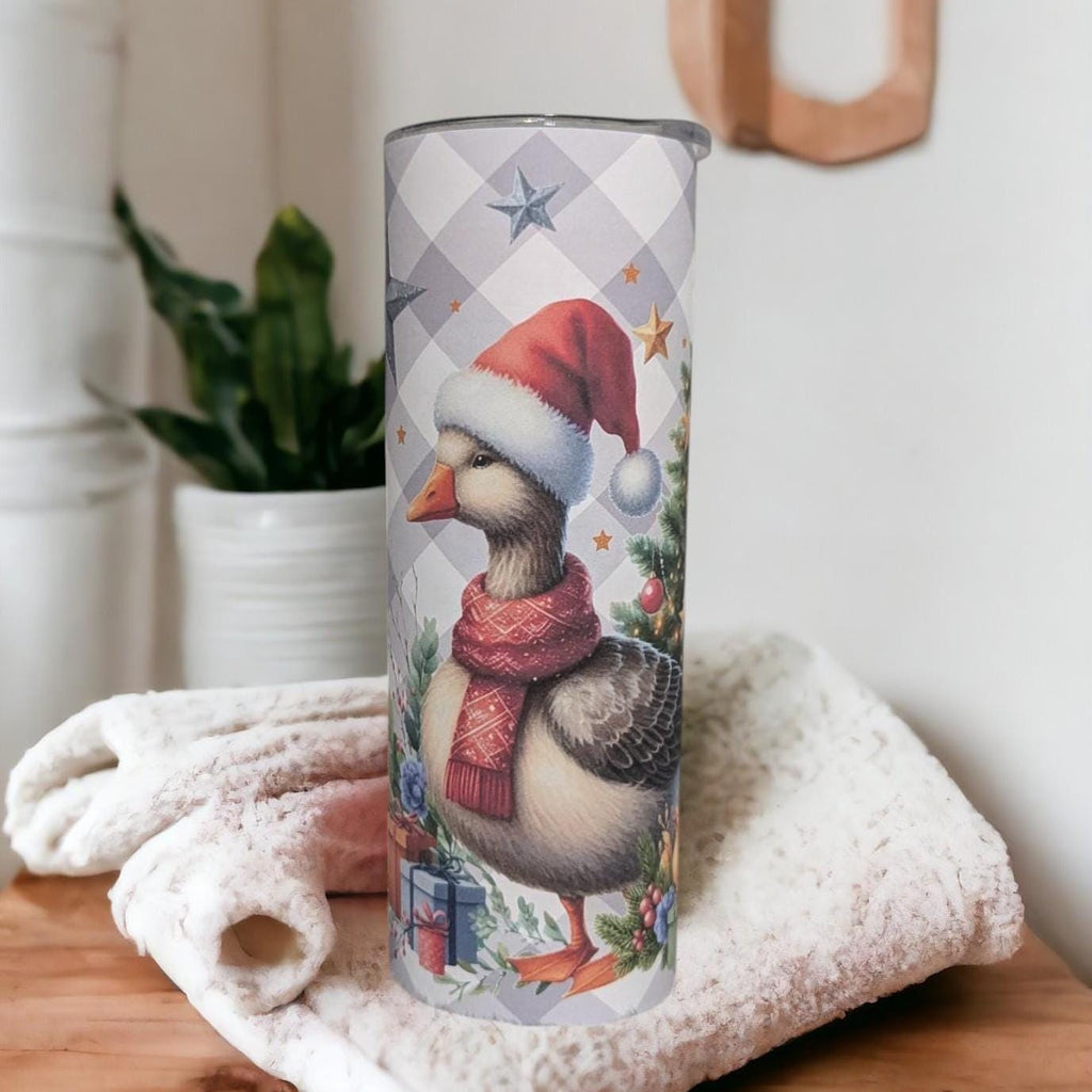 Christmas Goose Tumbler 20oz With Reusable Straw, Can Be Personalized